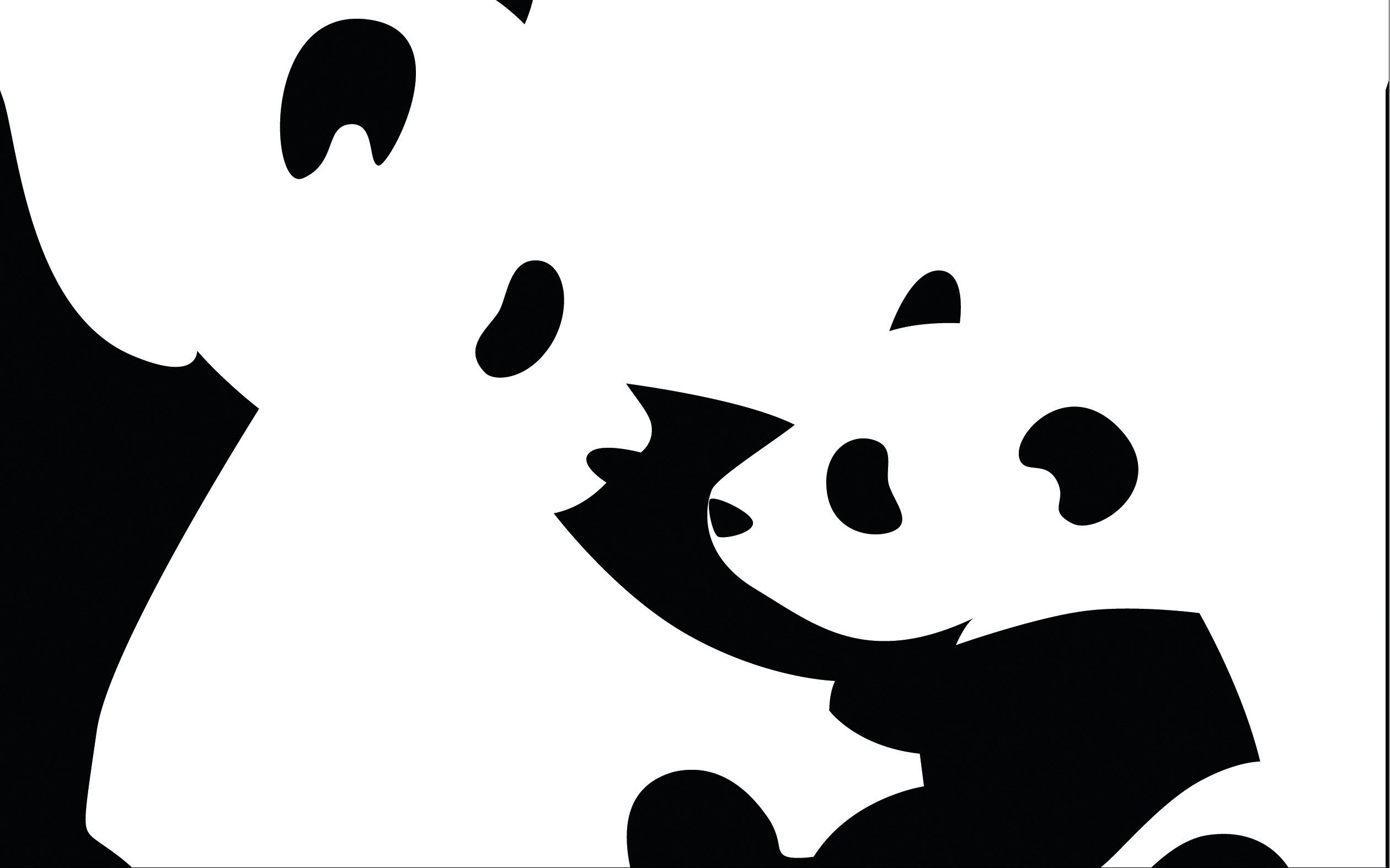 Minimalist black and white illustration of two pandas HD Wallpaper