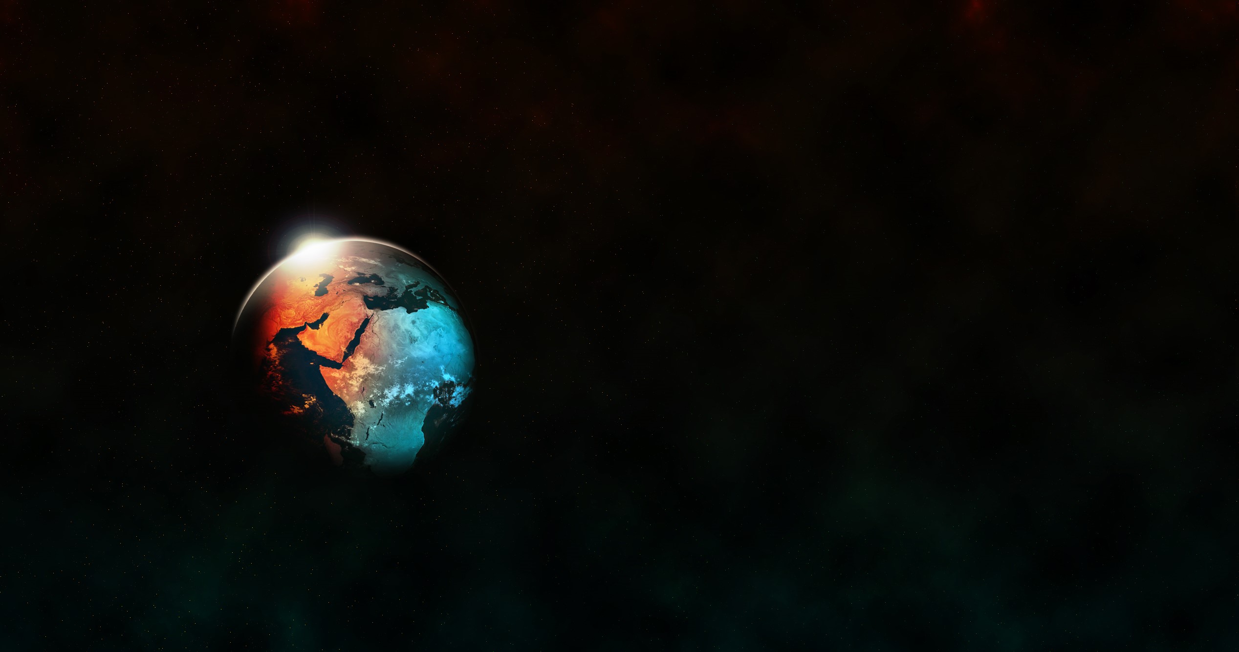 Earth in space with glowing sunrise HD Wallpaper