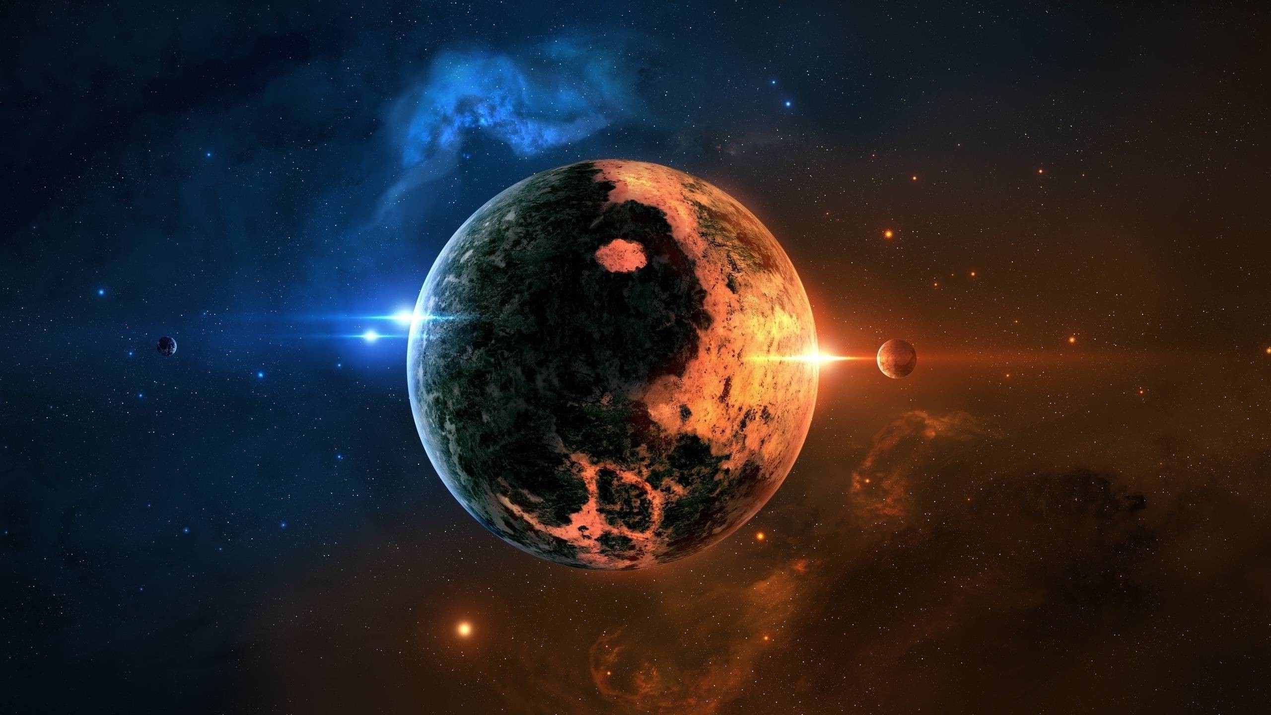 Space art planet yin and yang nebula HD Wallpaper