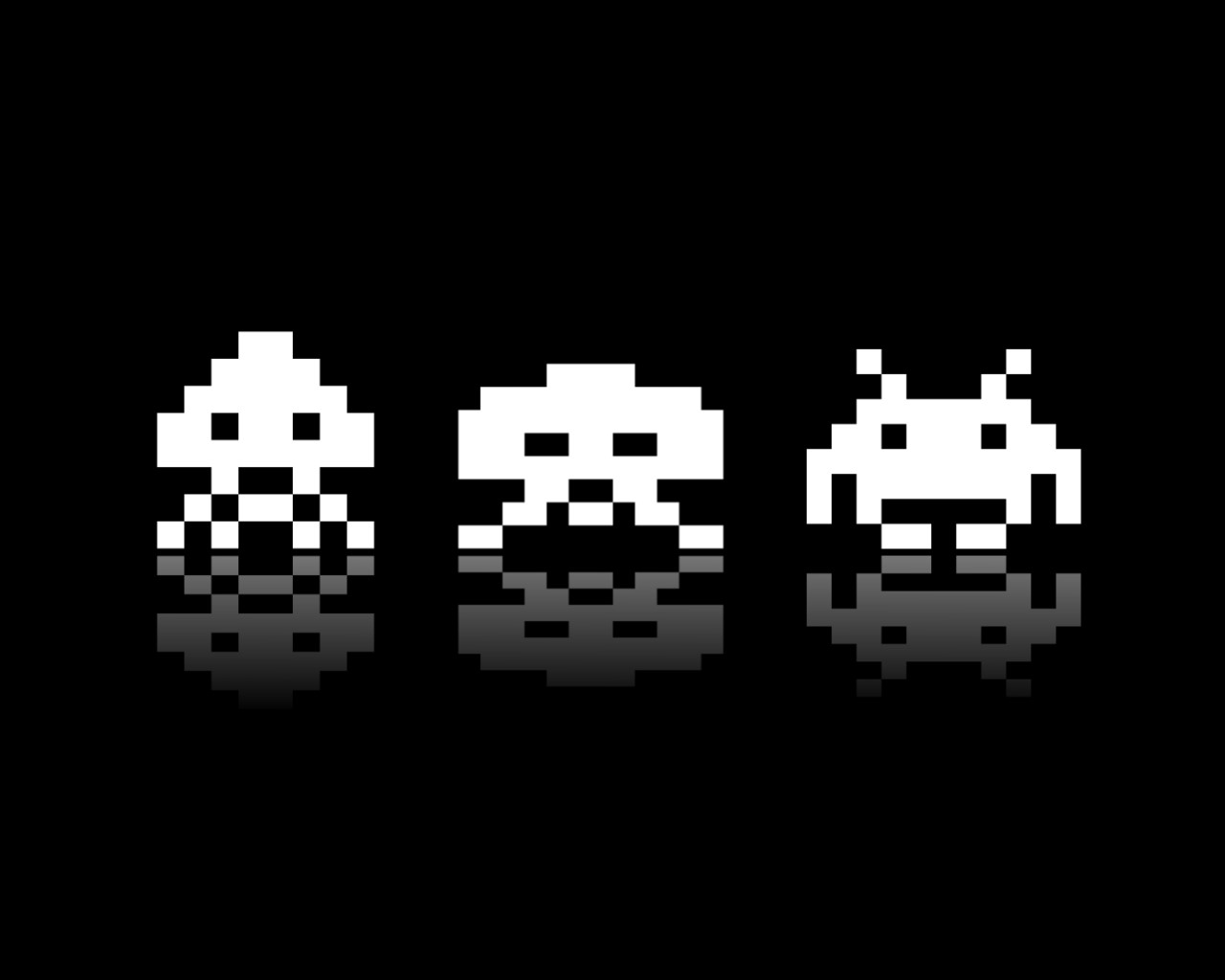 Space Invaders pixel art aliens with reflections HD Wallpaper