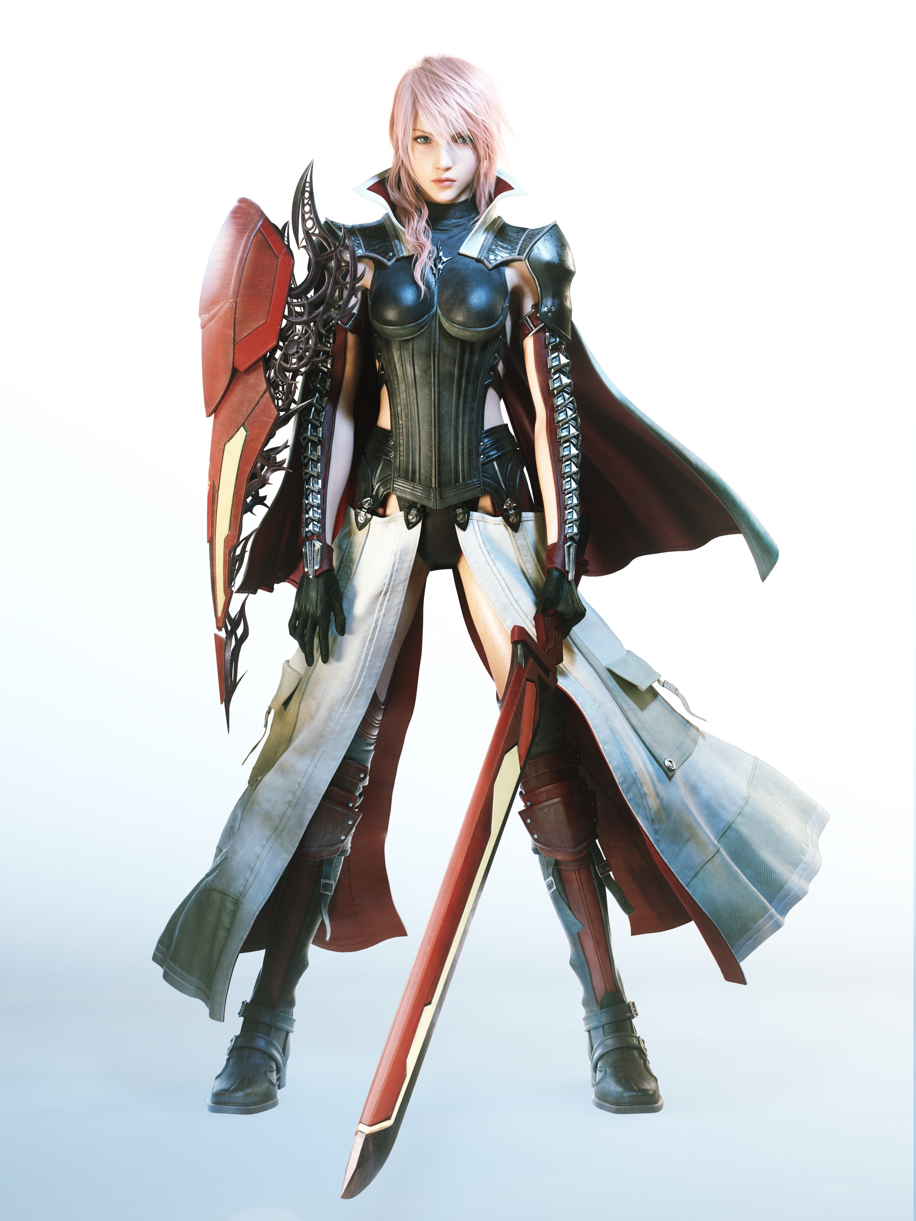 Lightning from Final Fantasy XIII holding a sword and shield HD Wallpaper