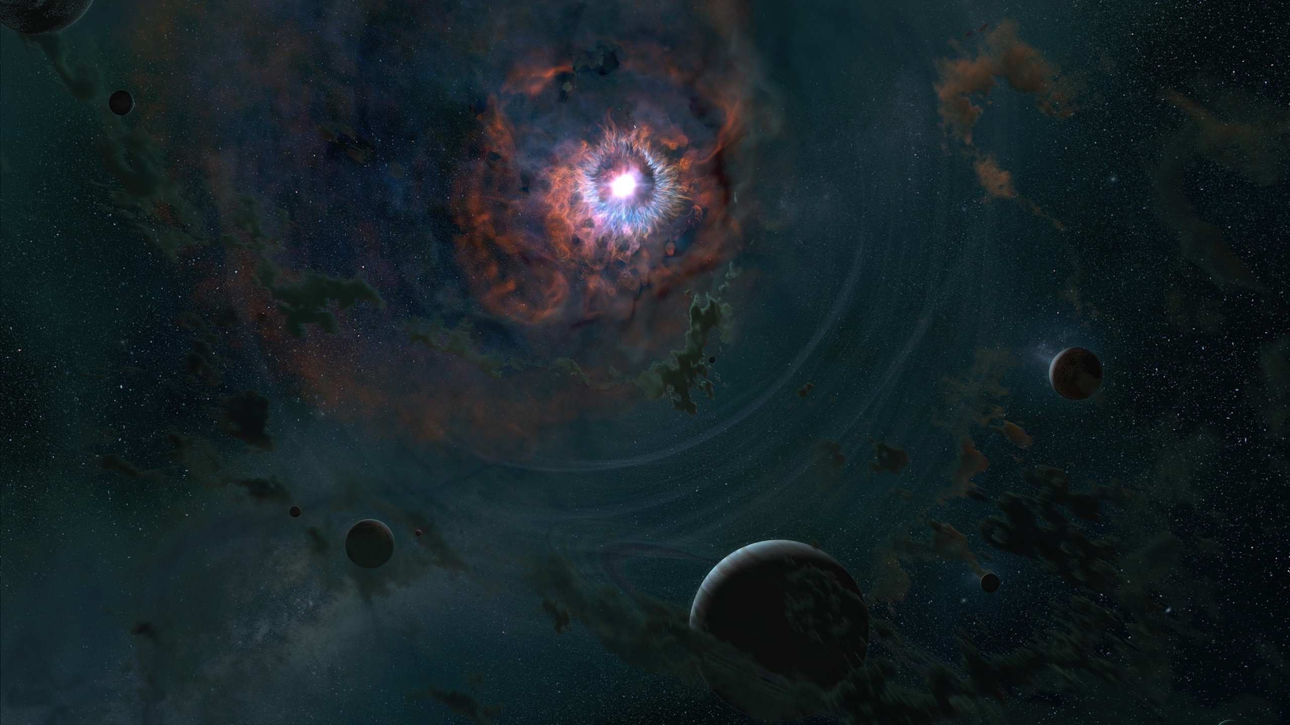 Space Nebula with Planets and Stars HD Wallpaper