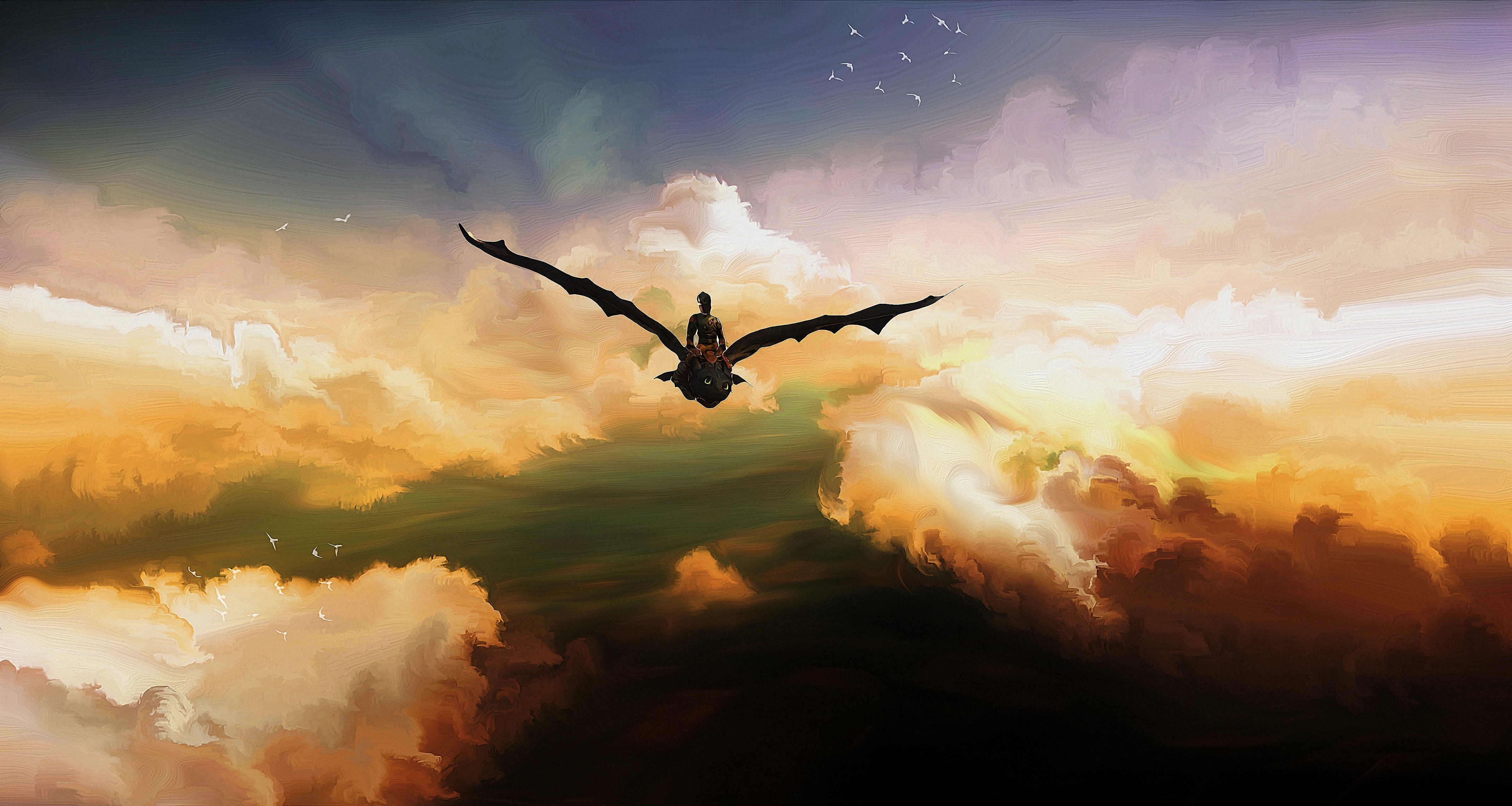Hiccup and Toothless flying in How to Train Your Dragon 2 HD Wallpaper
