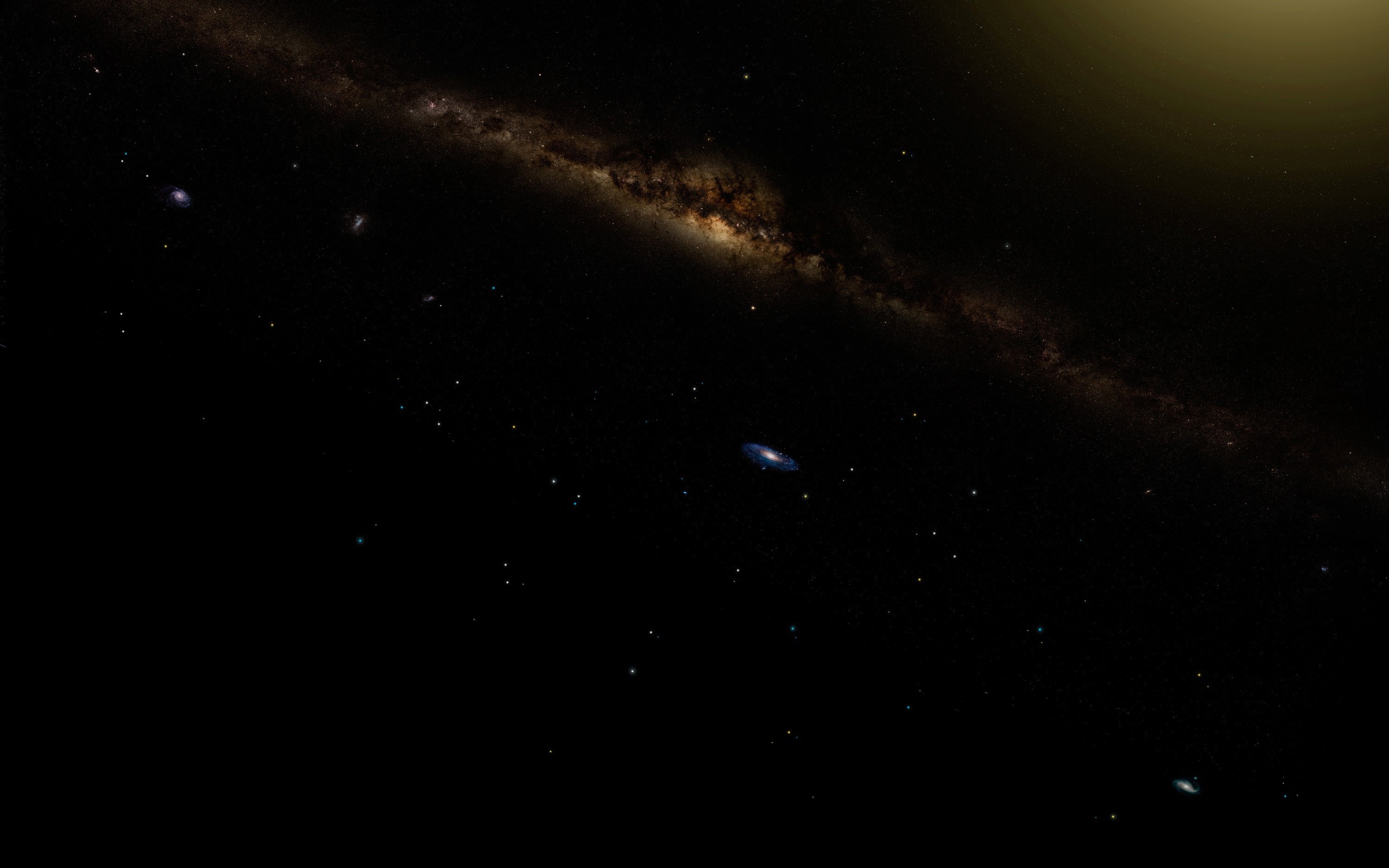 Space with Milky Way galaxy and distant galaxies HD Wallpaper