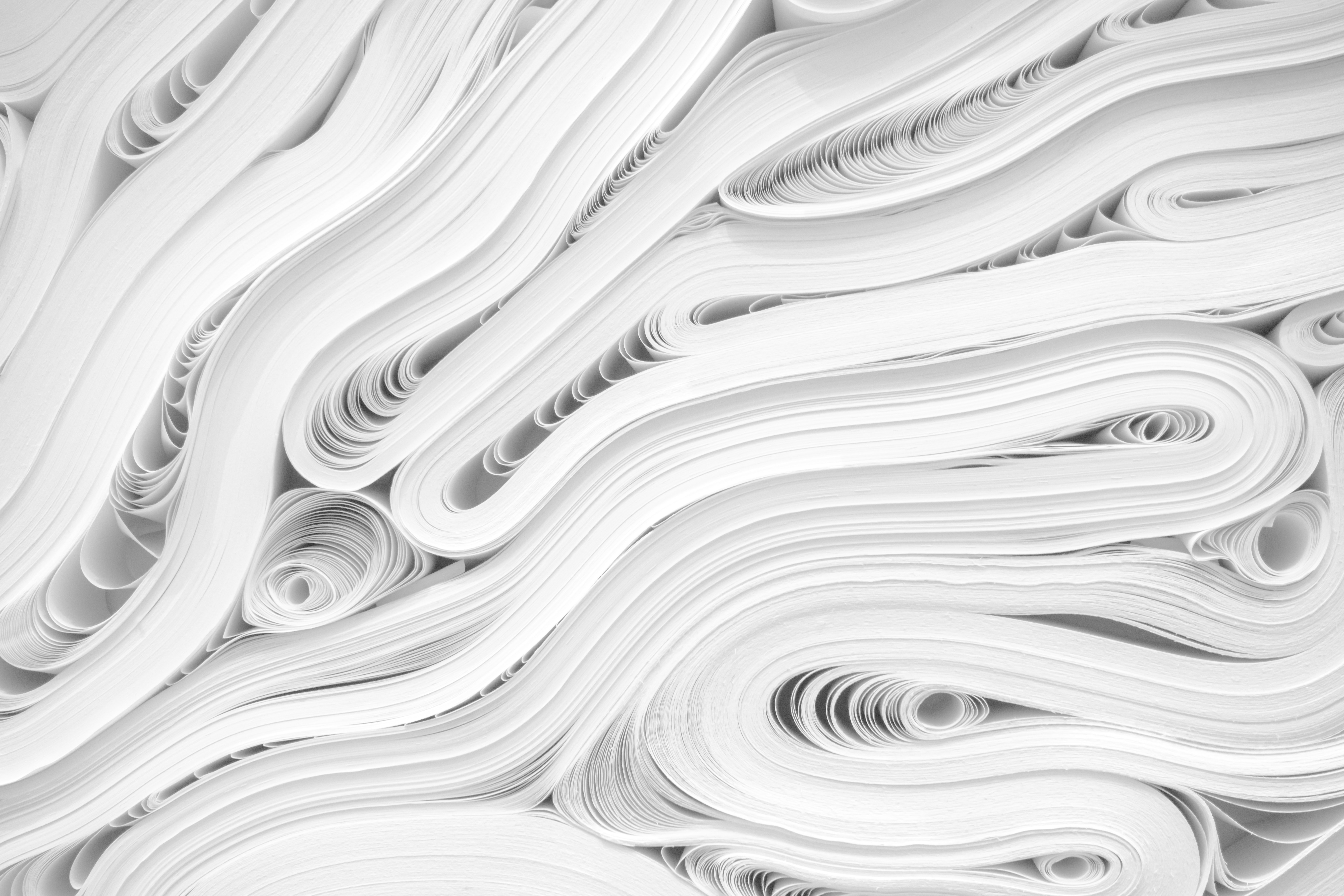 Abstract pattern of white paper folds and curves HD Wallpaper