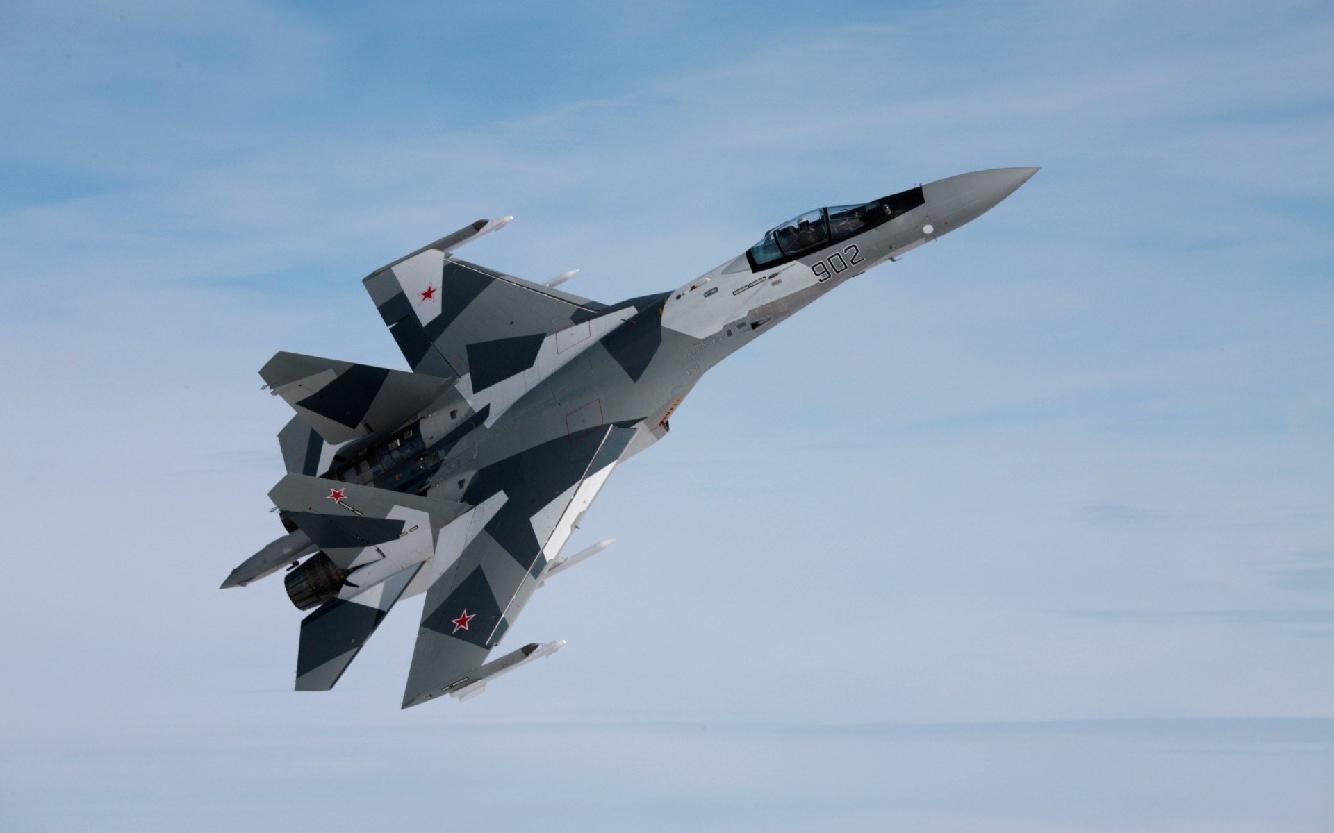 Sukhoi Su-35 fighter jet in flight HD Wallpaper