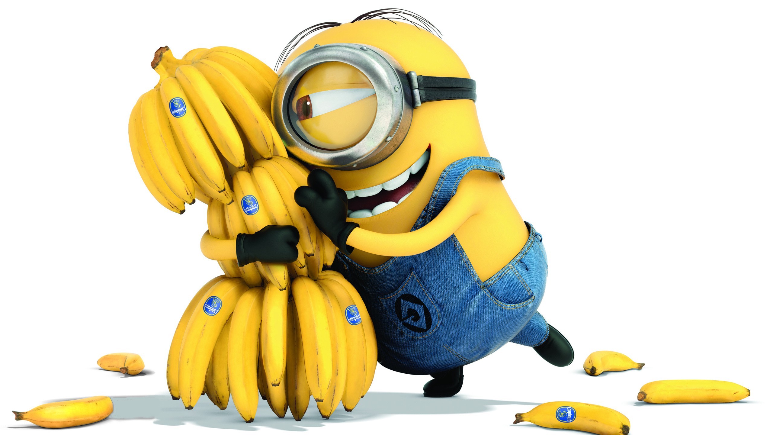 Minion hugging bananas HD Wallpaper