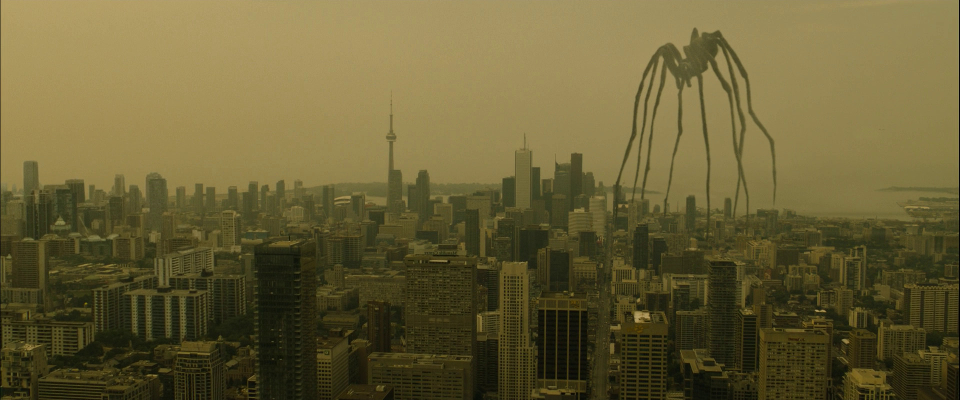 Giant spider-like creature over Toronto skyline HD Wallpaper