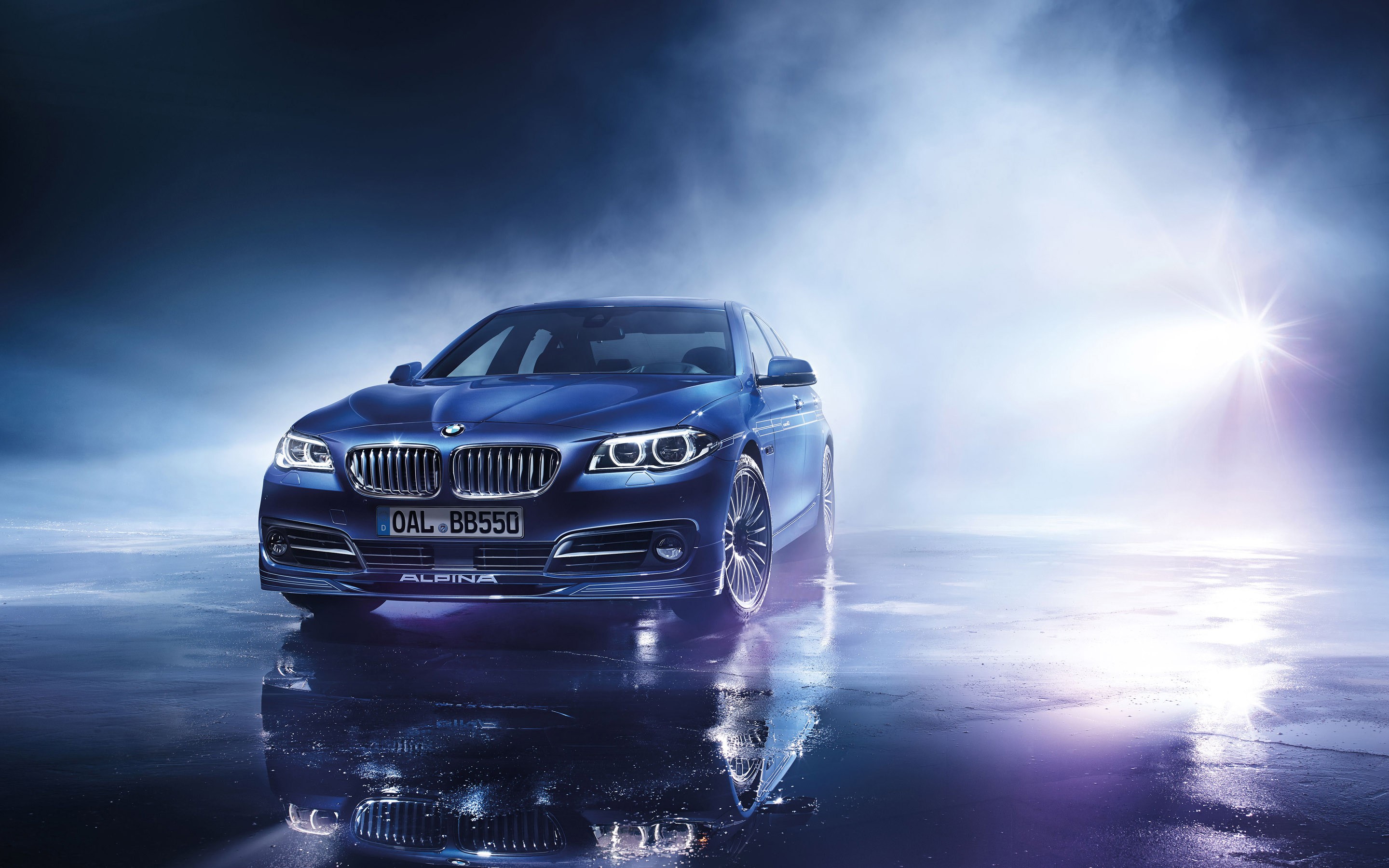 Blue BMW Alpina B5 Bi-Turbo sedan HD Wallpaper