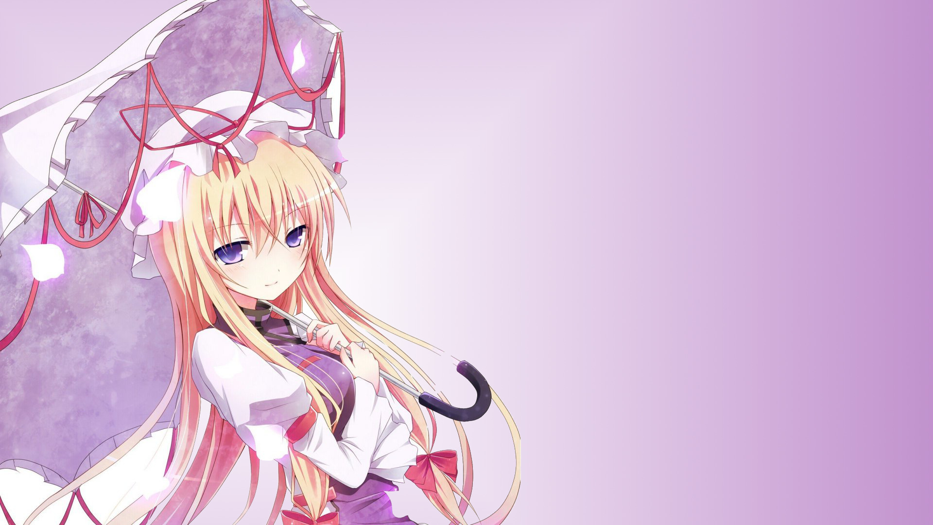 Yakumo Yukari from Touhou holding a parasol HD Wallpaper