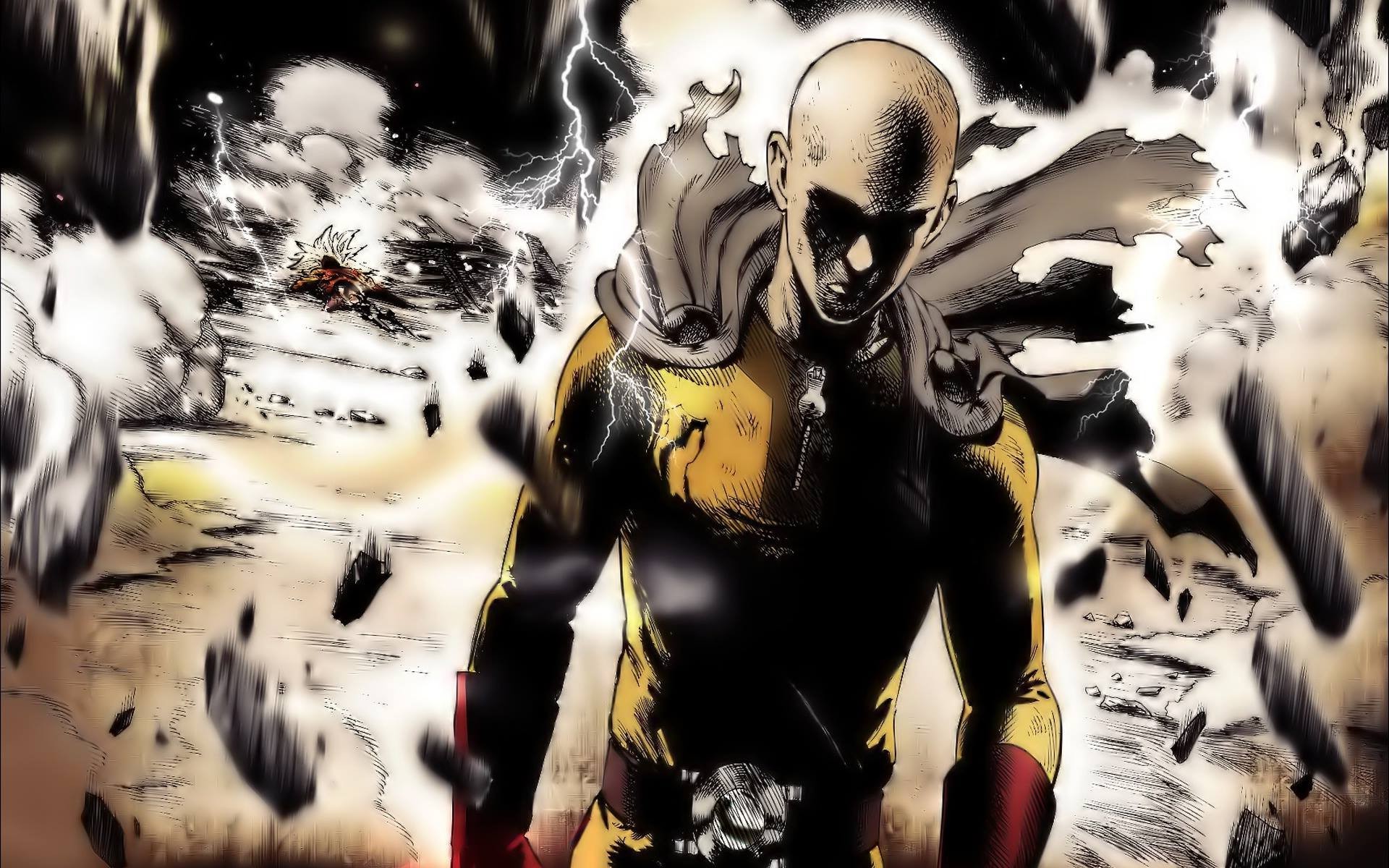 Saitama from One Punch Man in battle HD Wallpaper