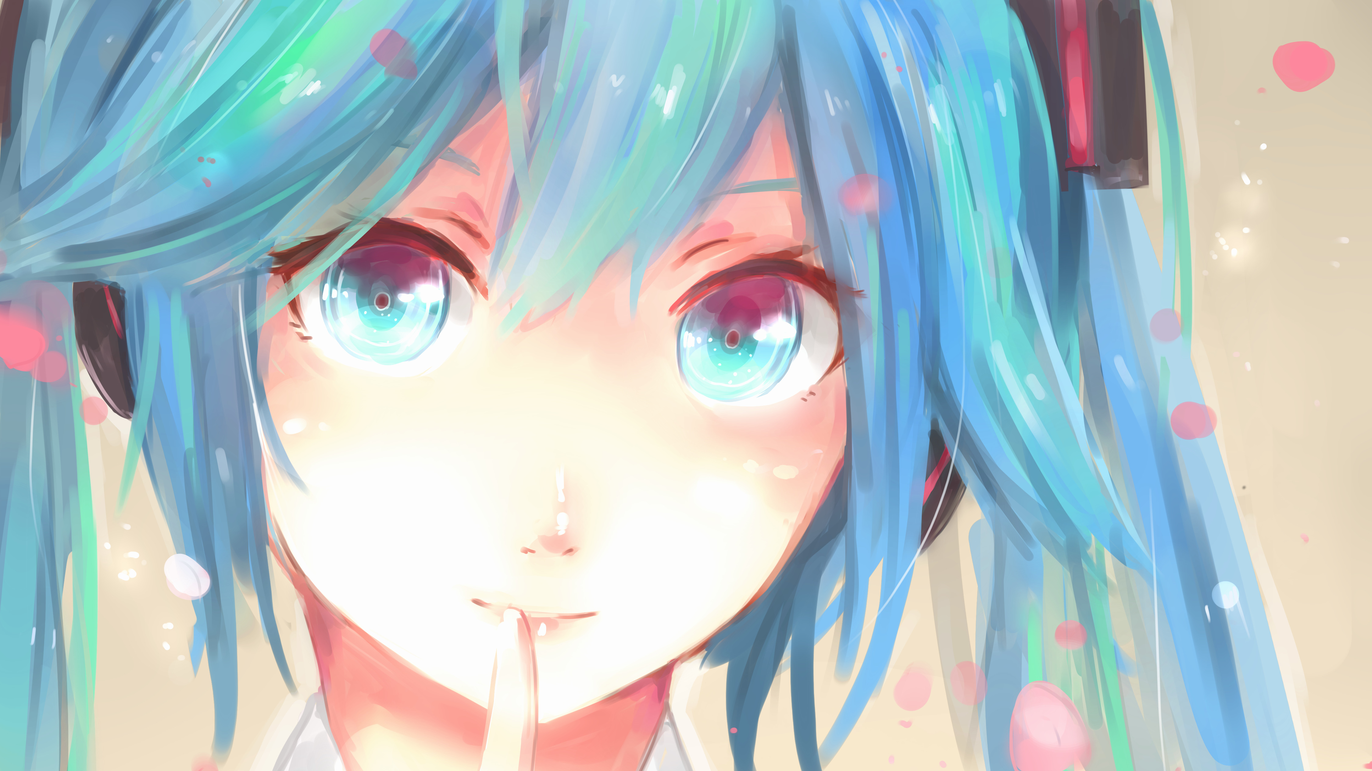 Hatsune Miku with Aqua Eyes HD Wallpaper