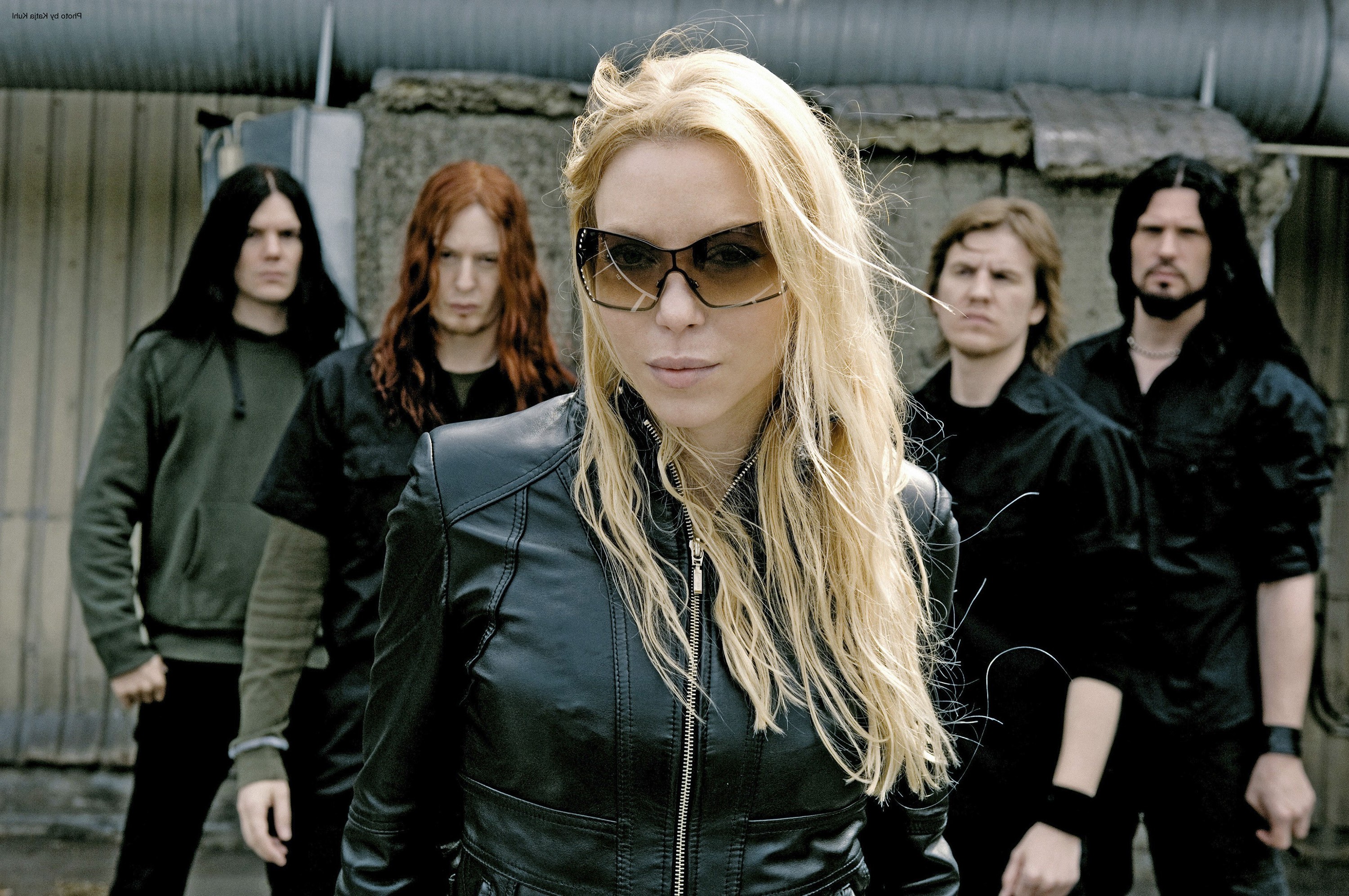 Arch Enemy band members posing outdoors HD Wallpaper