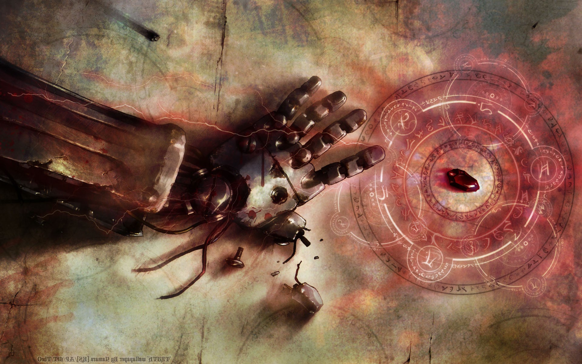 Fullmetal Alchemist: Mechanical arm and Philosopher's Stone HD Wallpaper