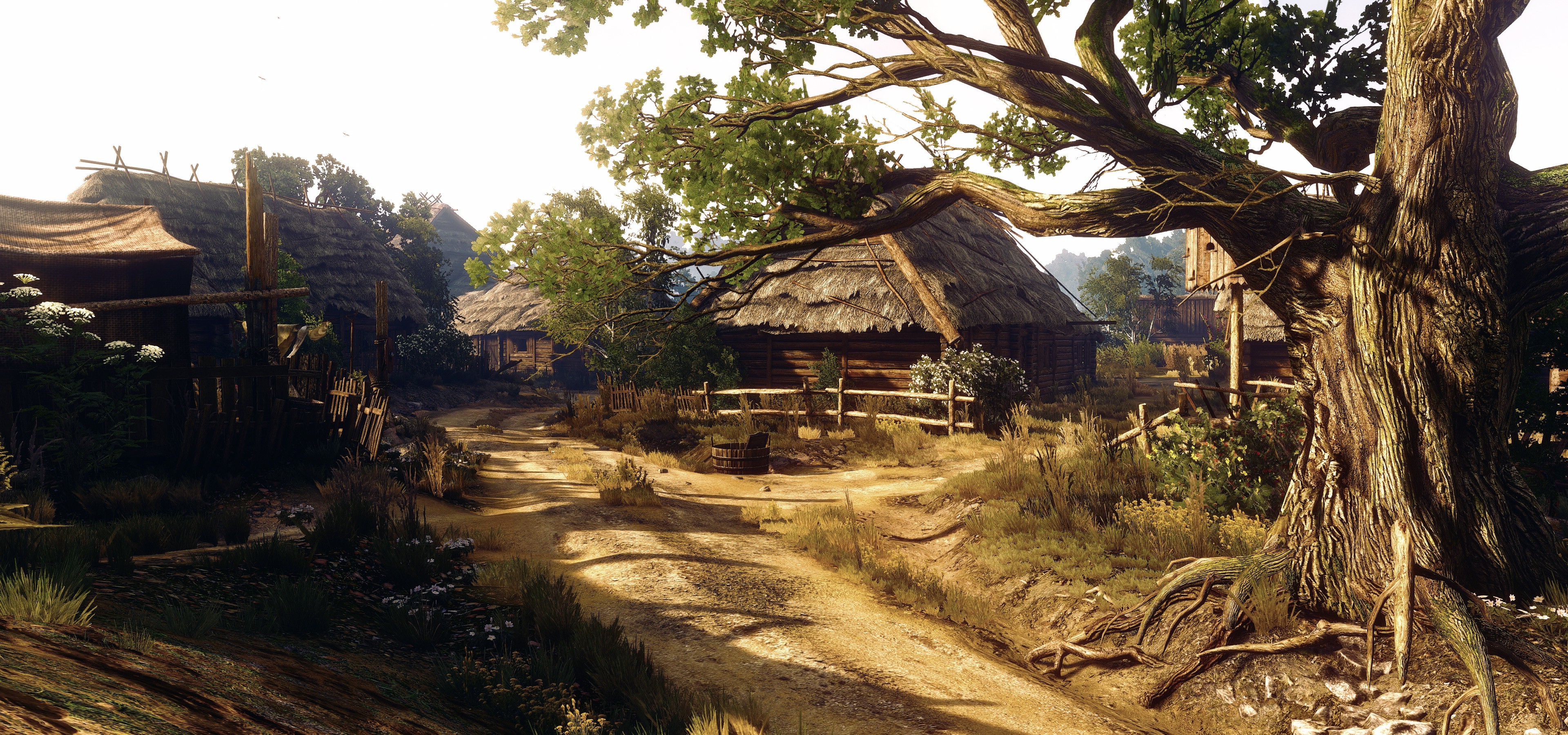 The Witcher 3: Wild Hunt village scene HD Wallpaper