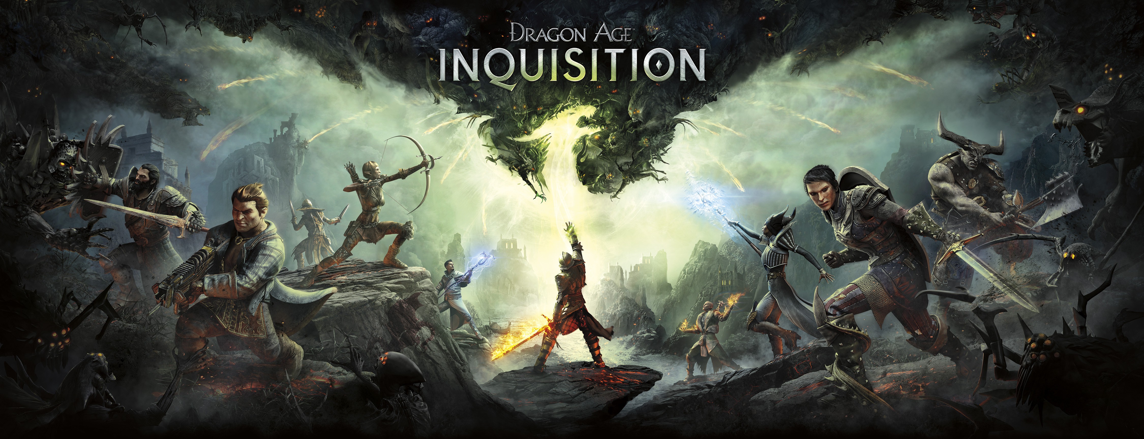 Dragon Age Inquisition characters fighting demons HD Wallpaper
