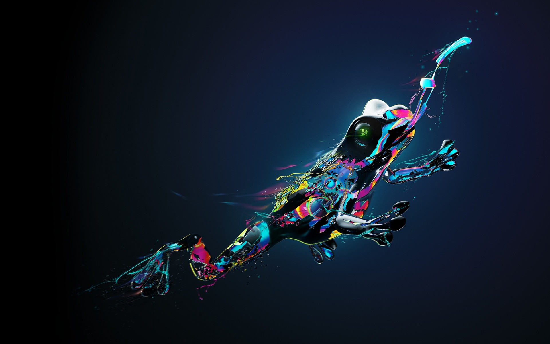 Colorful abstract frog with paint splatter HD Wallpaper