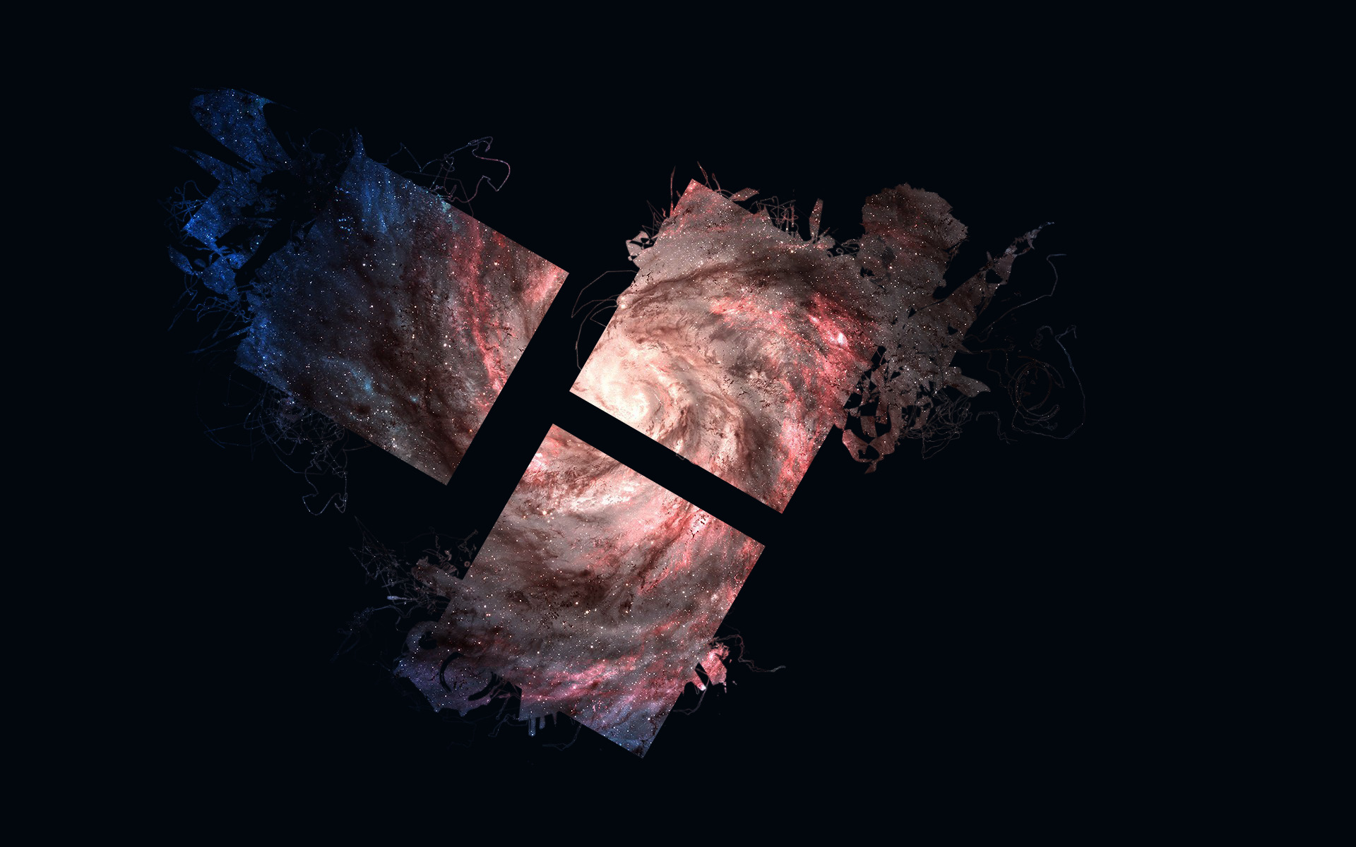 Abstract galaxy squares on black background HD Wallpaper