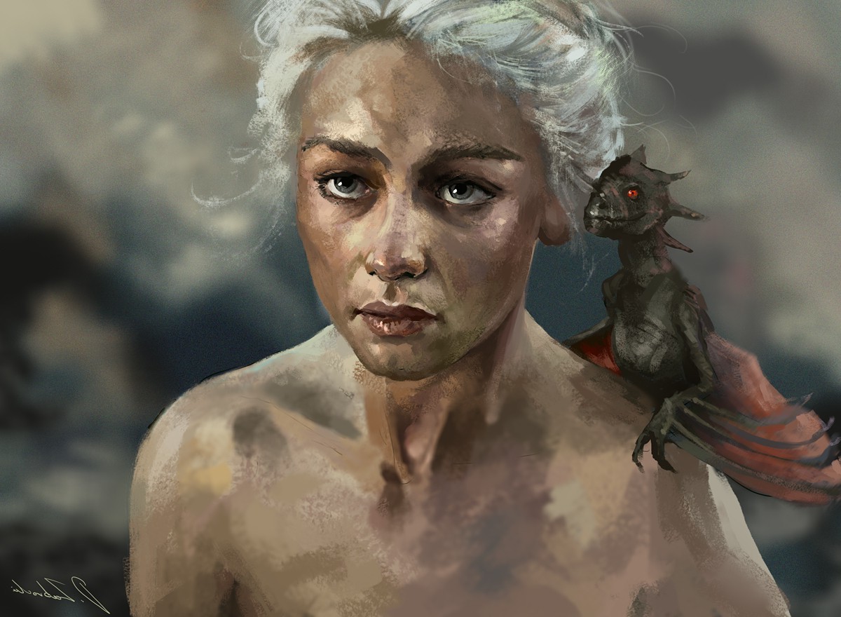 Daenerys Targaryen with a dragon from Game of Thrones HD Wallpaper