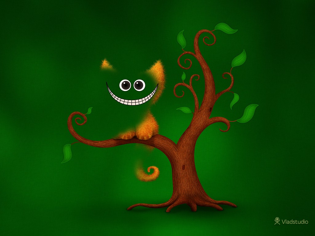 Cheshire Cat on a tree branch HD Wallpaper