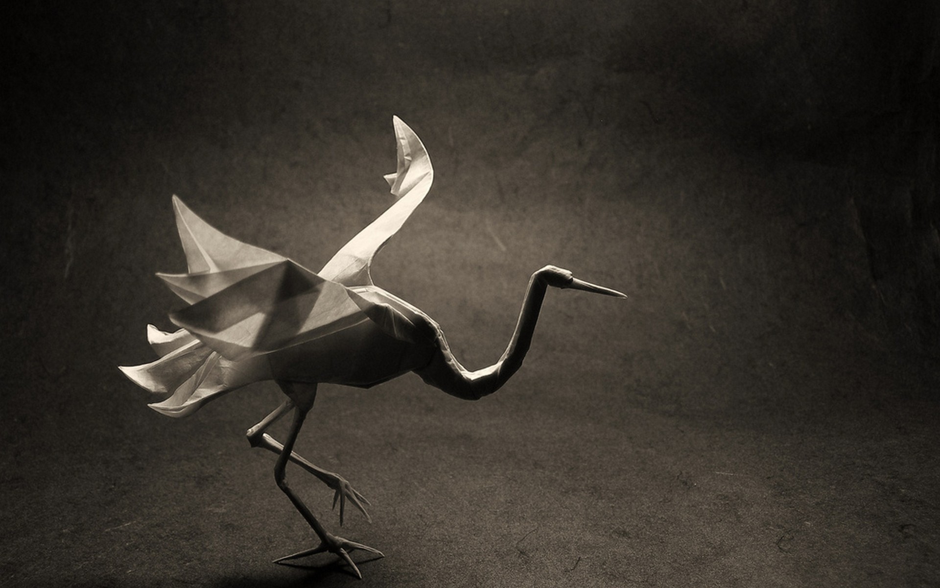 Origami crane in sepia tone HD Wallpaper