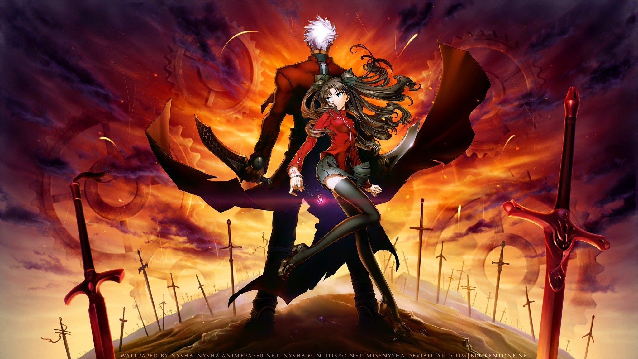 Archer and Rin Tohsaka from Fate/stay night HD Wallpaper