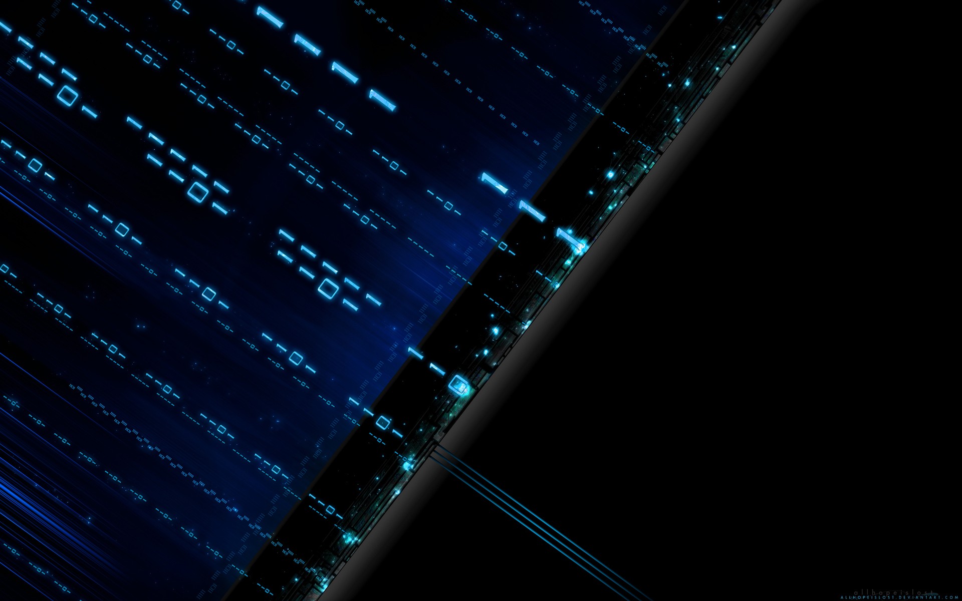 Abstract Blue Digital Code Stream HD Wallpaper