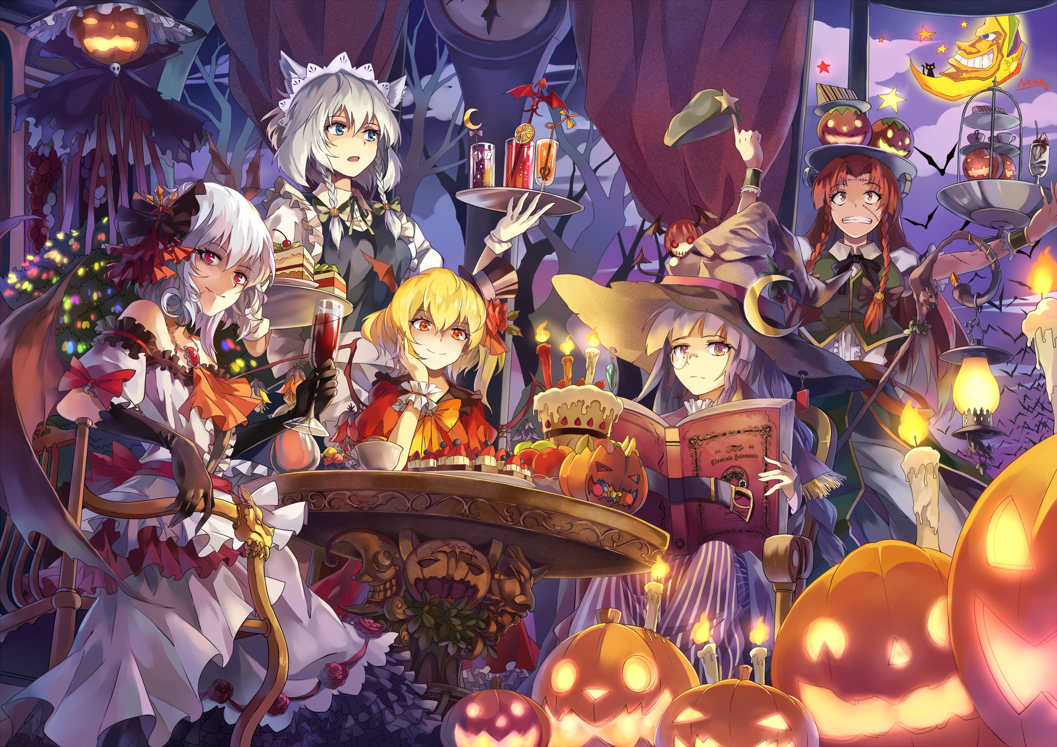 Touhou Project Halloween Party with Characters HD Wallpaper