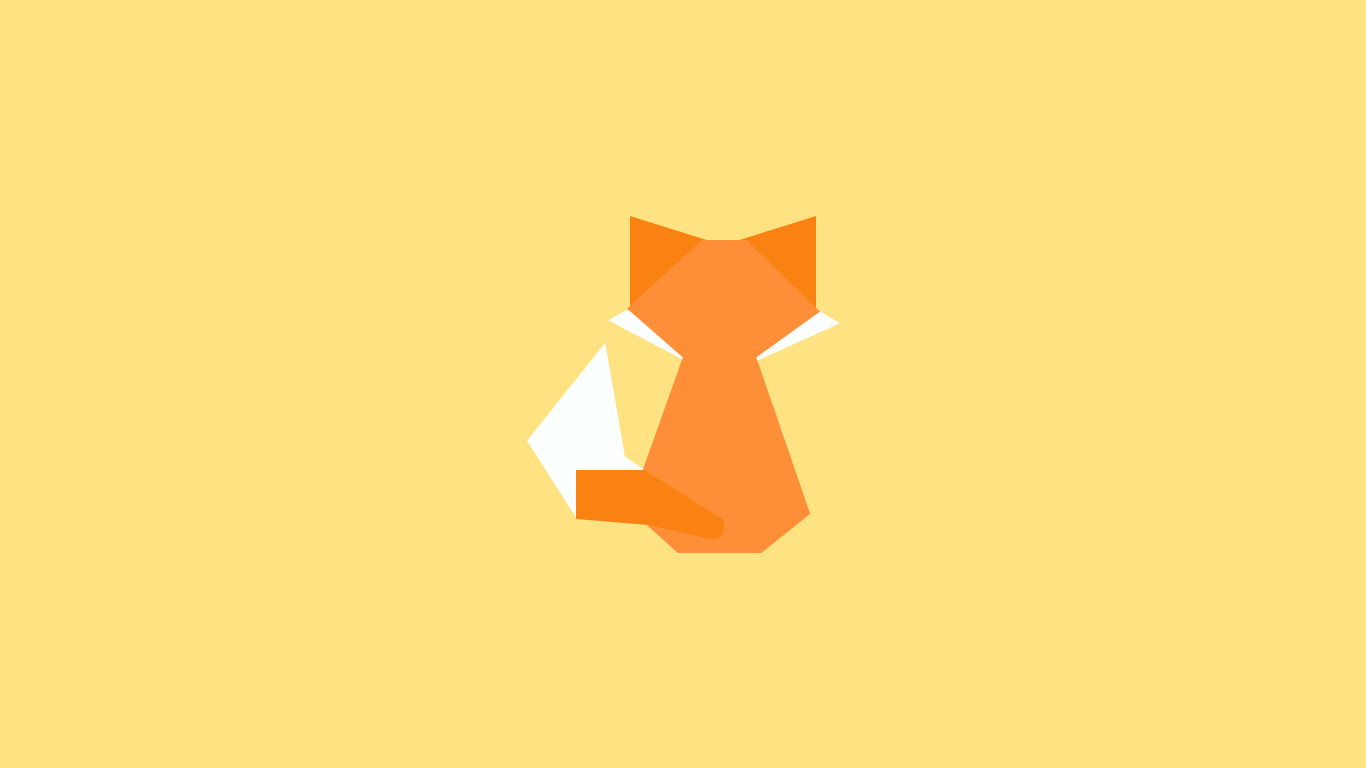Minimalist Orange Fox Illustration on Yellow HD Wallpaper