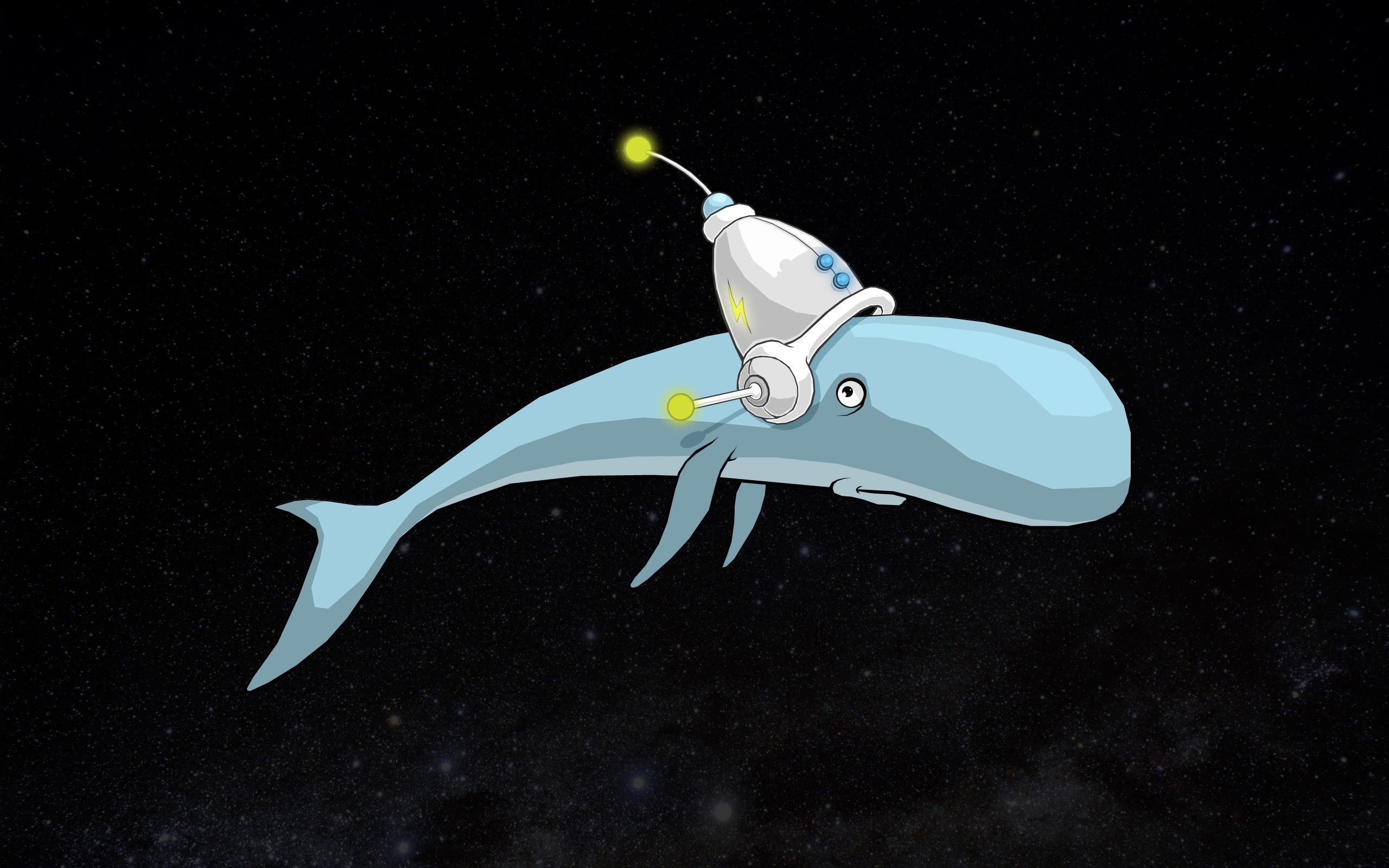 Whale with helmet in space HD Wallpaper