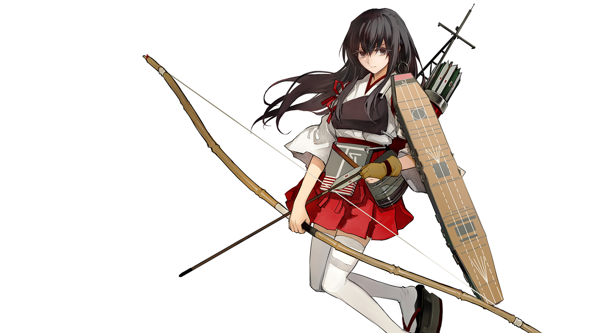 Kantai Collection girl with bow and arrows HD Wallpaper