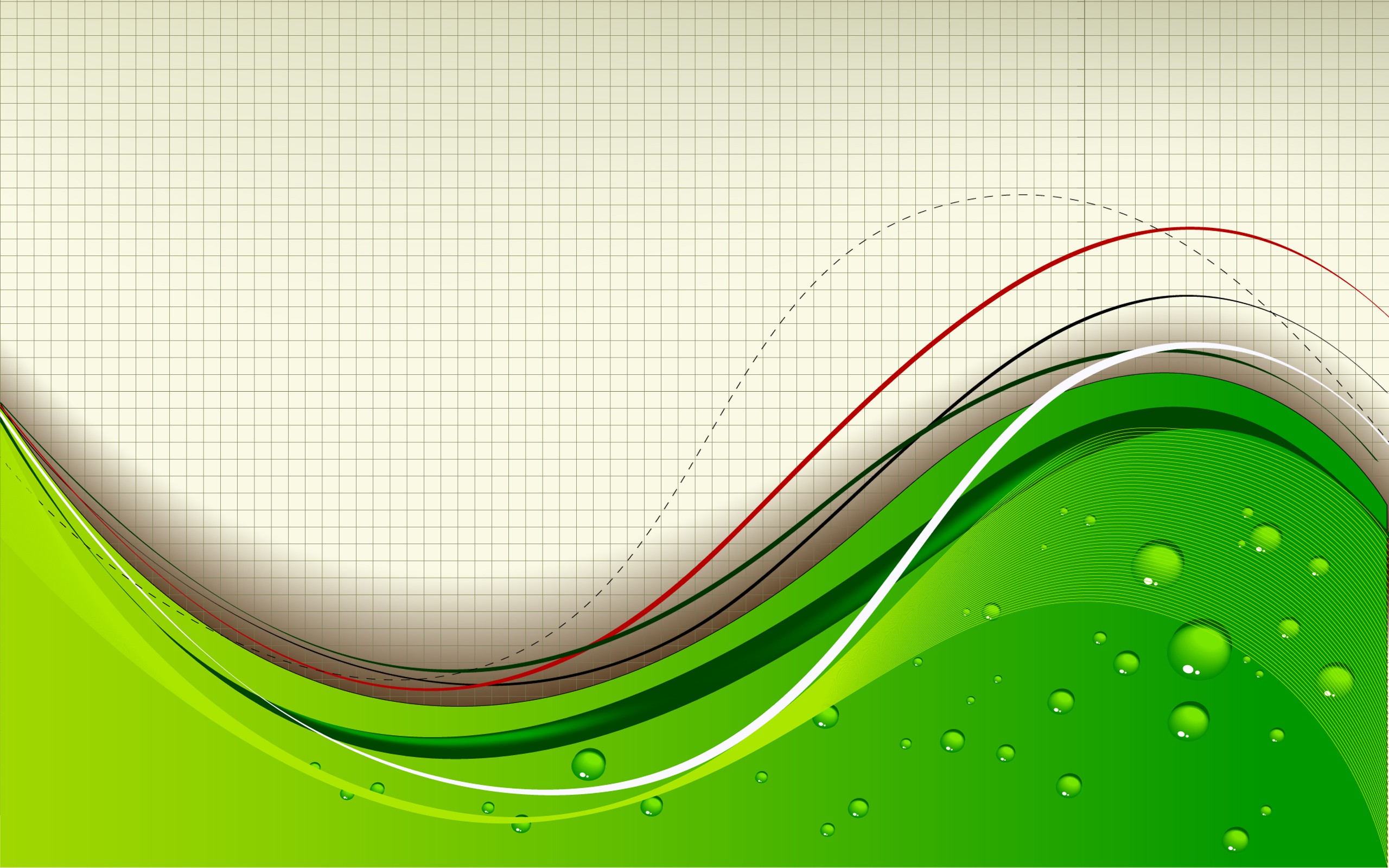 Abstract green waves on grid background HD Wallpaper