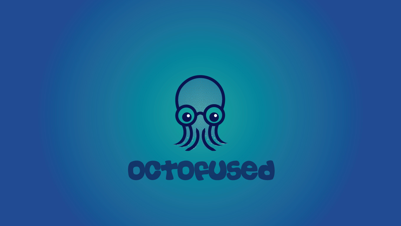 Octofused logo with octopus wearing glasses HD Wallpaper