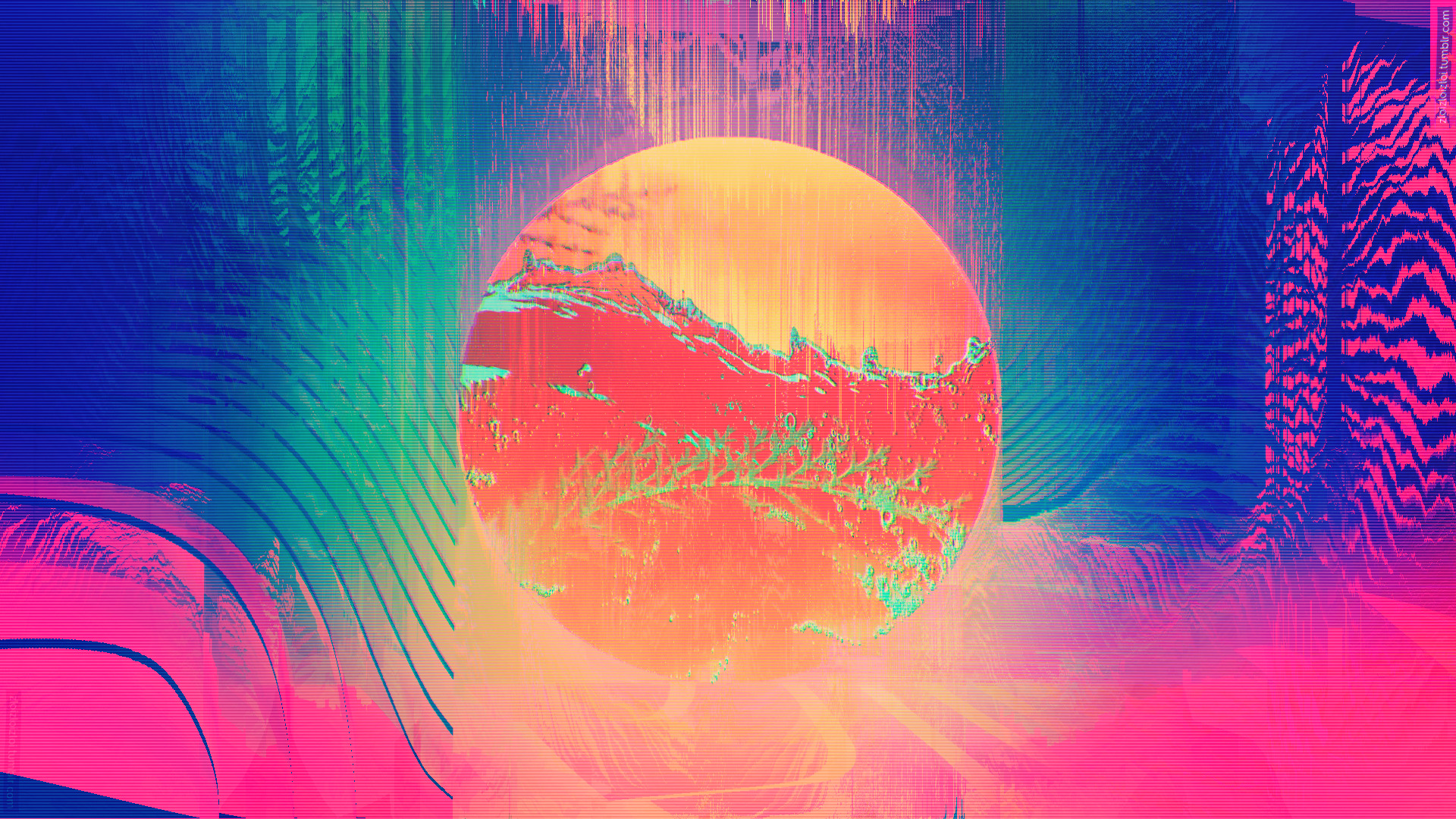 Abstract Glitch Art Circle HD Wallpaper
