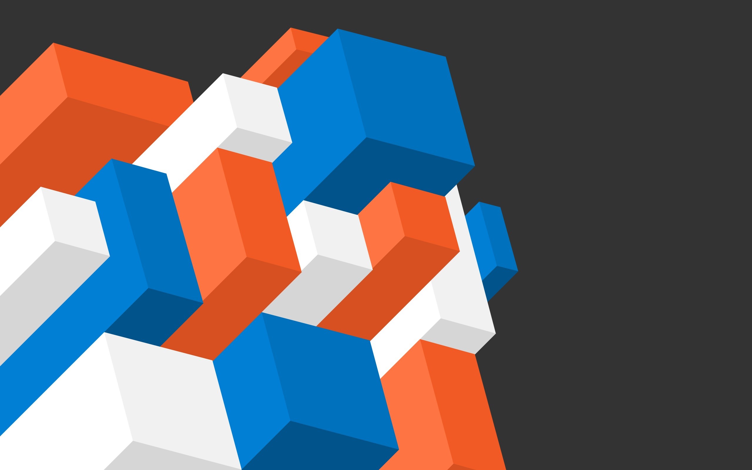 Abstract 3D blocks in orange, blue, and white HD Wallpaper