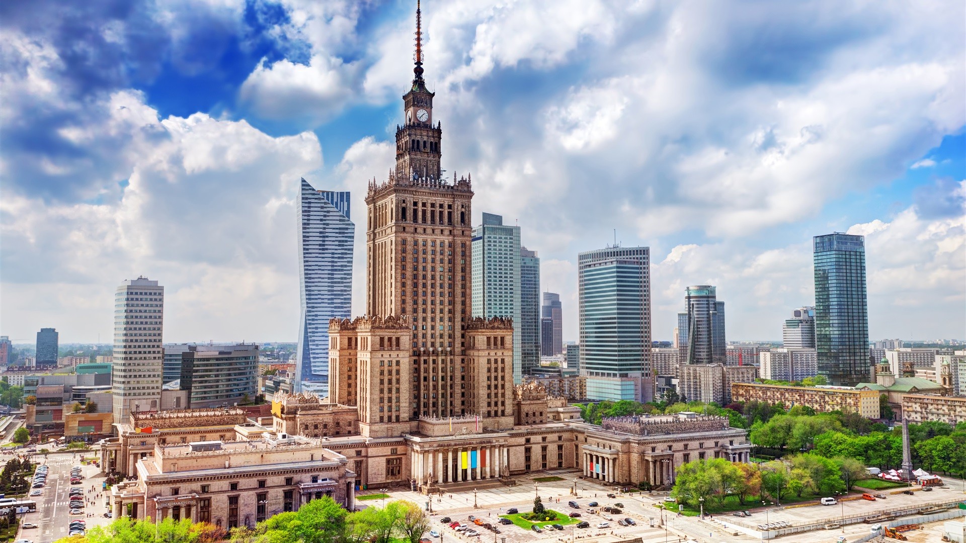 Palace of Culture and Science, Warsaw, Poland HD Wallpaper