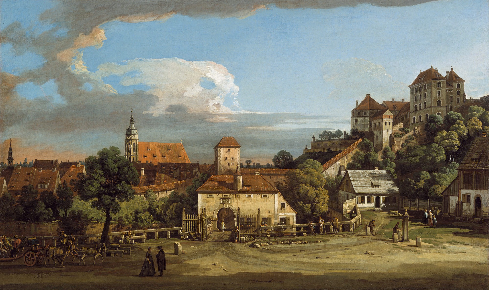 Painting of Pirna, Germany with Castle and Church HD Wallpaper