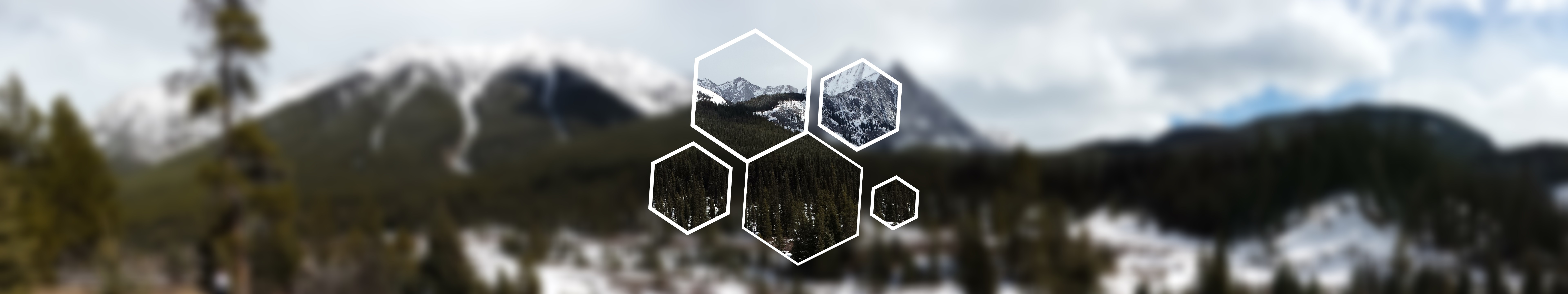 Blurred mountain landscape with hexagonal overlays HD Wallpaper