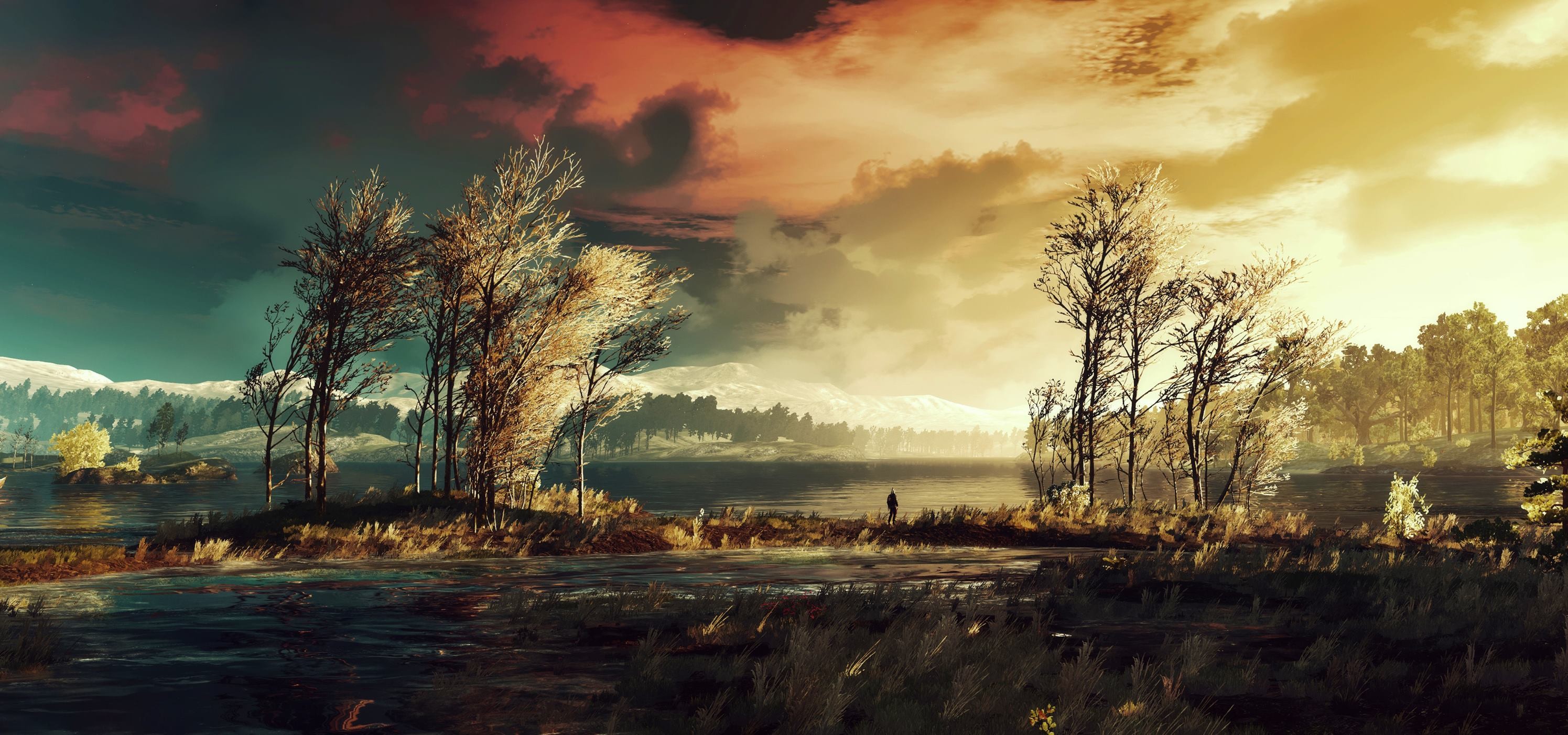 The Witcher 3 Wild Hunt pixel art landscape HD Wallpaper