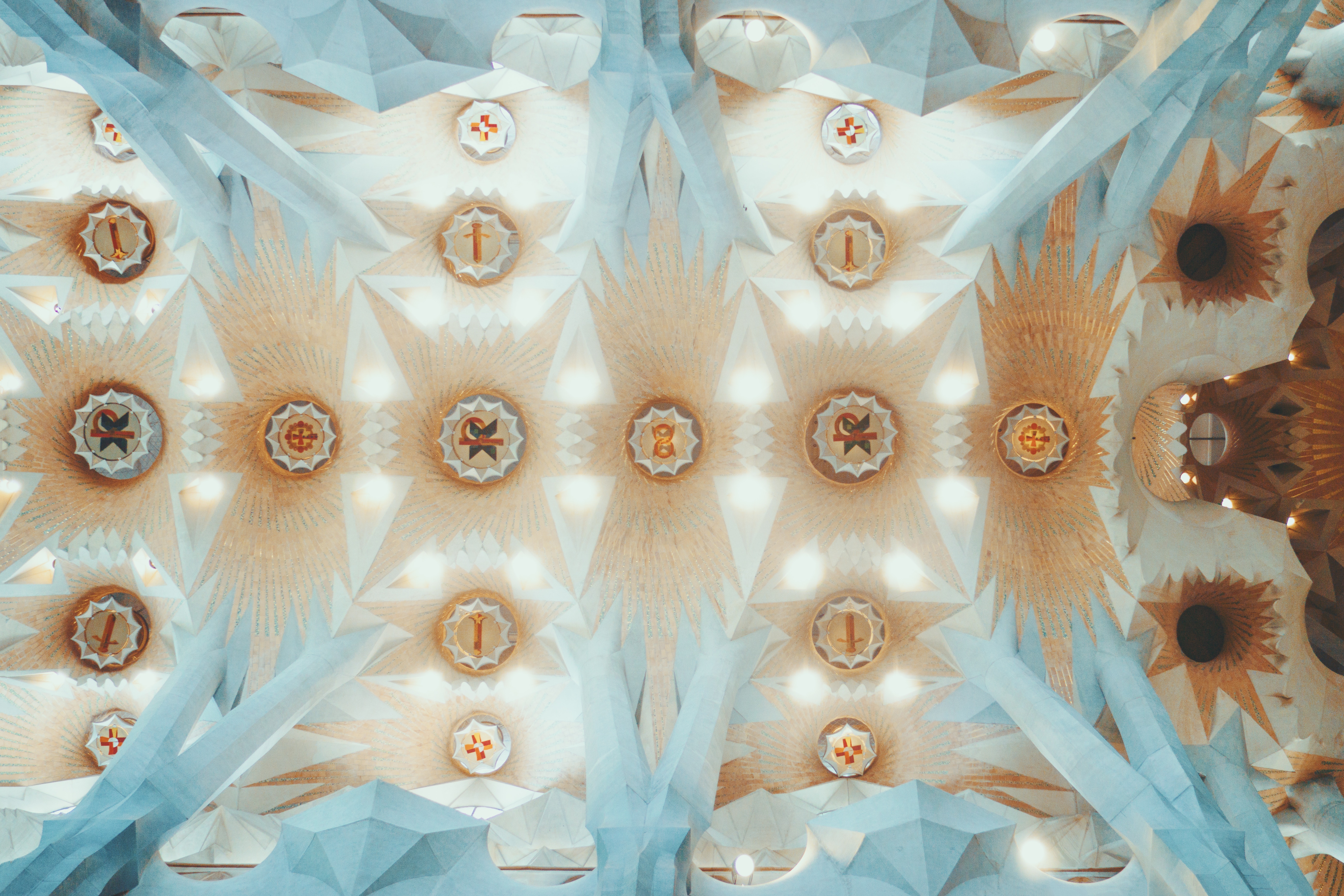 Sagrada Familia ceiling interior design HD Wallpaper