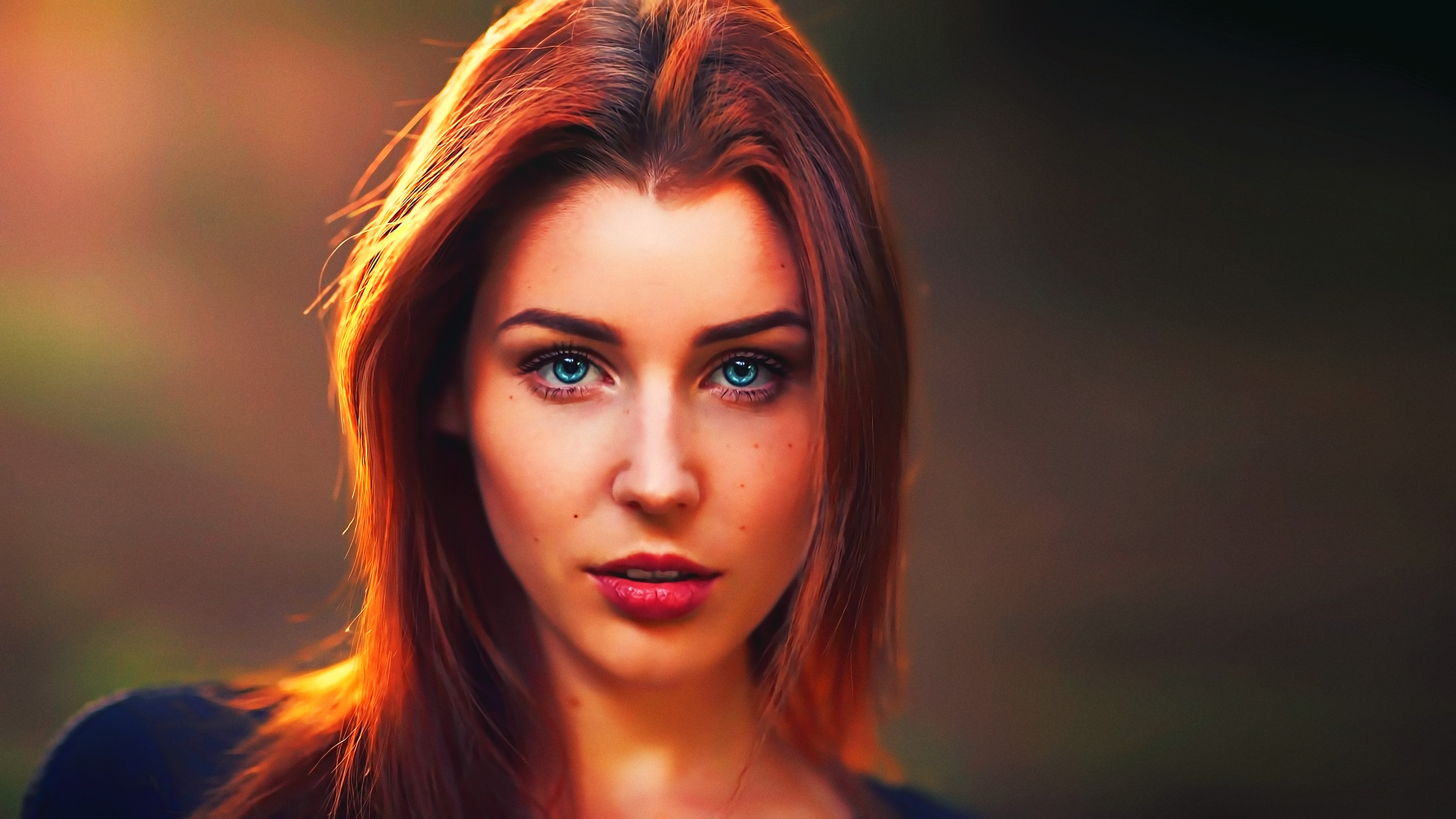Woman with red hair and blue eyes HD Wallpaper