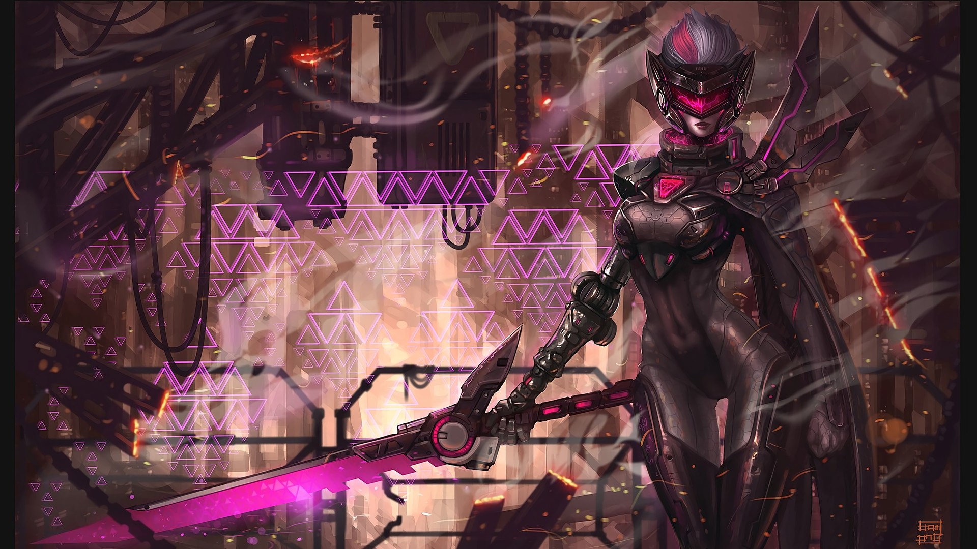 Cyberpunk Fiora from League of Legends HD Wallpaper