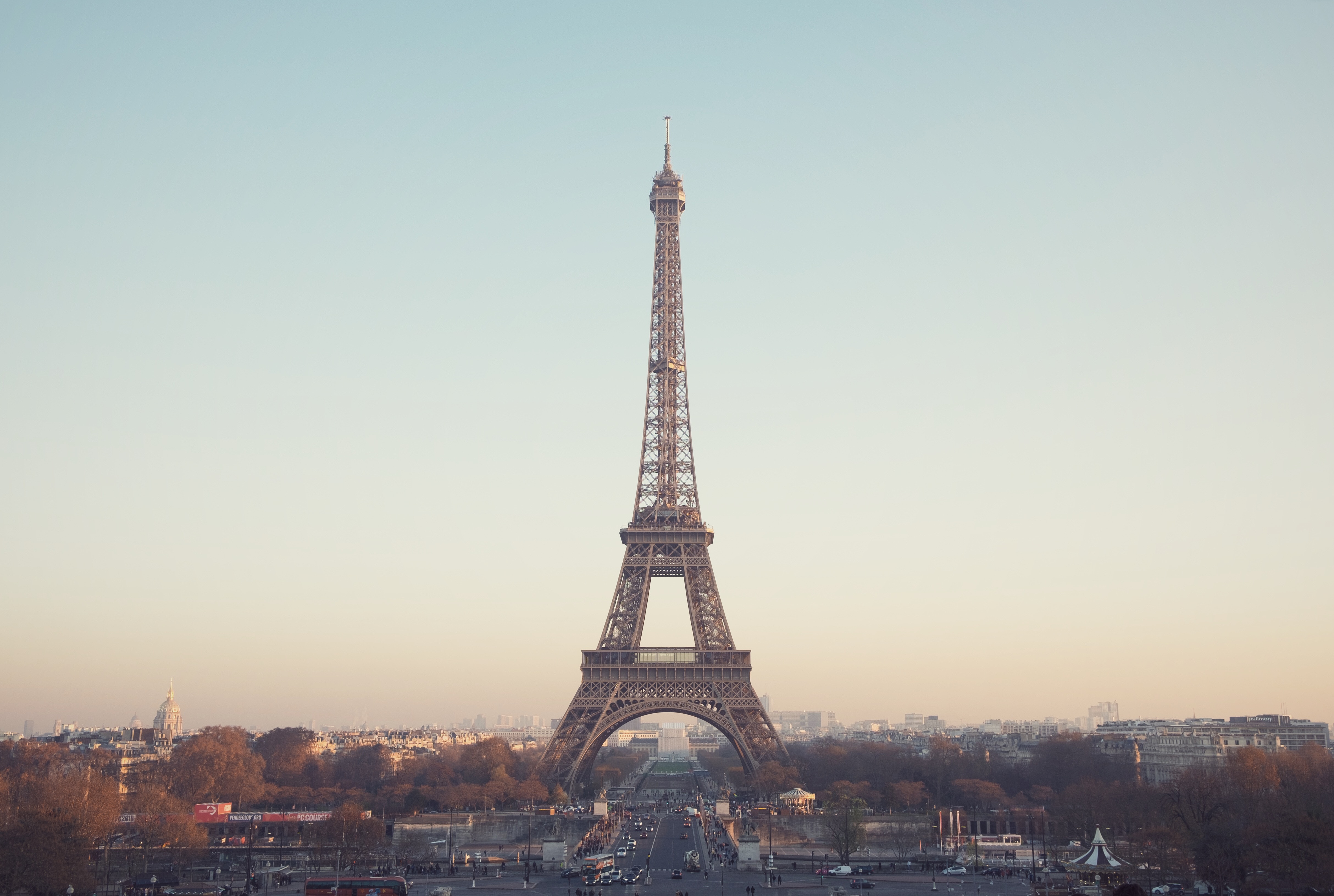 Eiffel Tower in Paris, France at Sunset HD Wallpaper