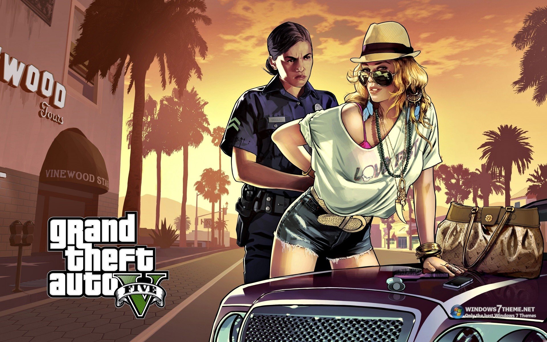 Grand Theft Auto V: Police Arresting a Woman HD Wallpaper