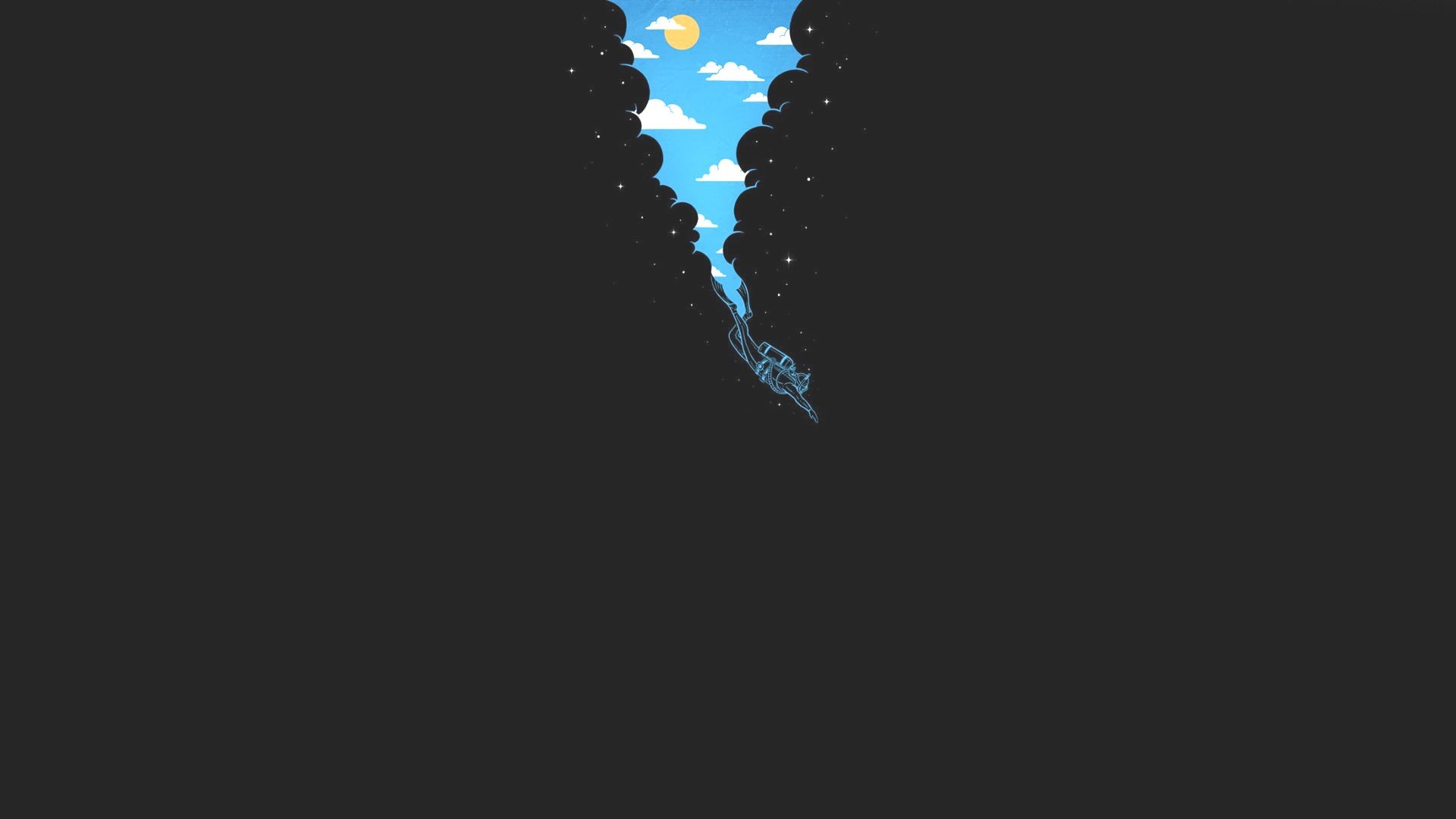 Scuba diver falling through a starry sky HD Wallpaper