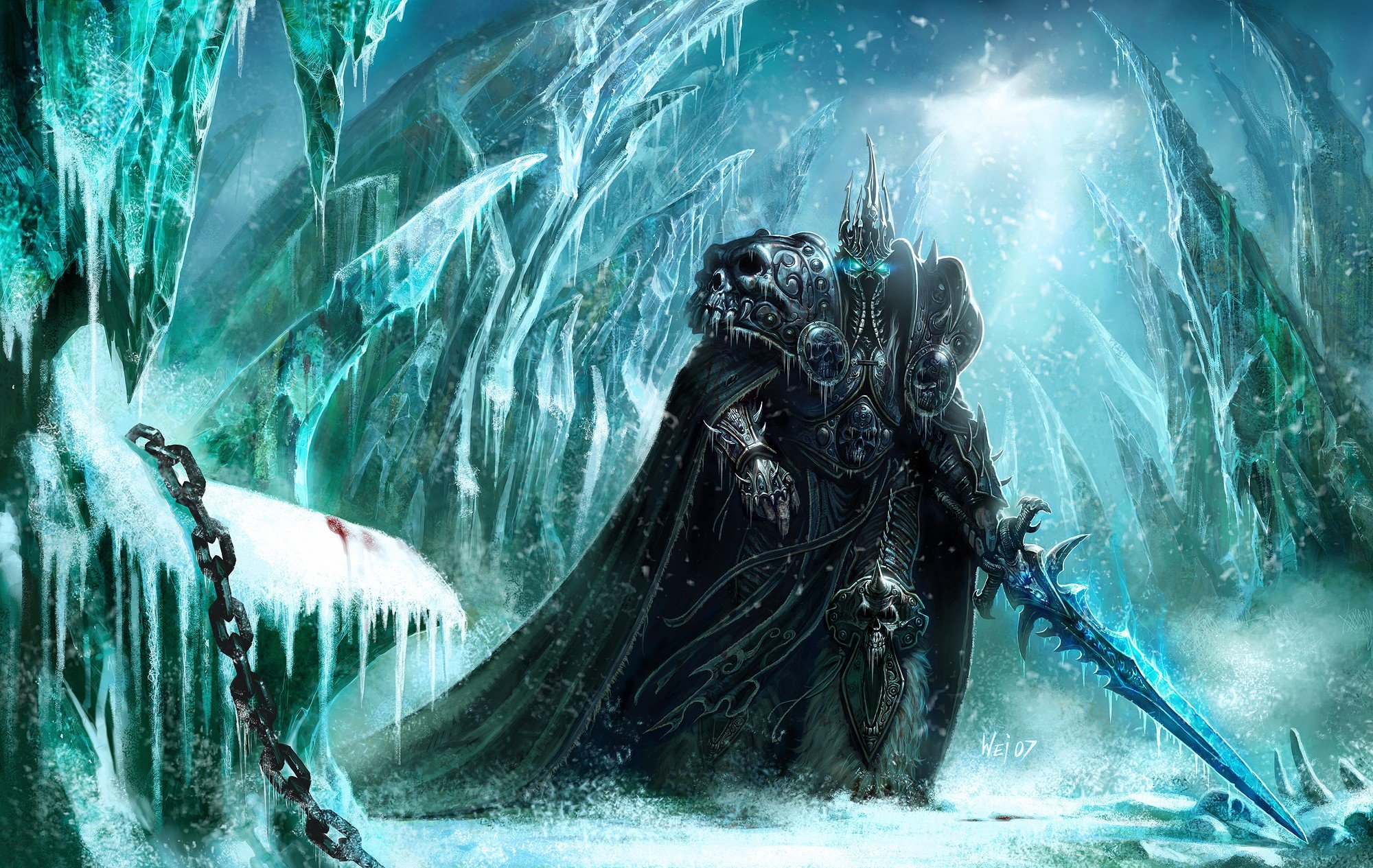 Arthas from Warcraft in an icy cave HD Wallpaper