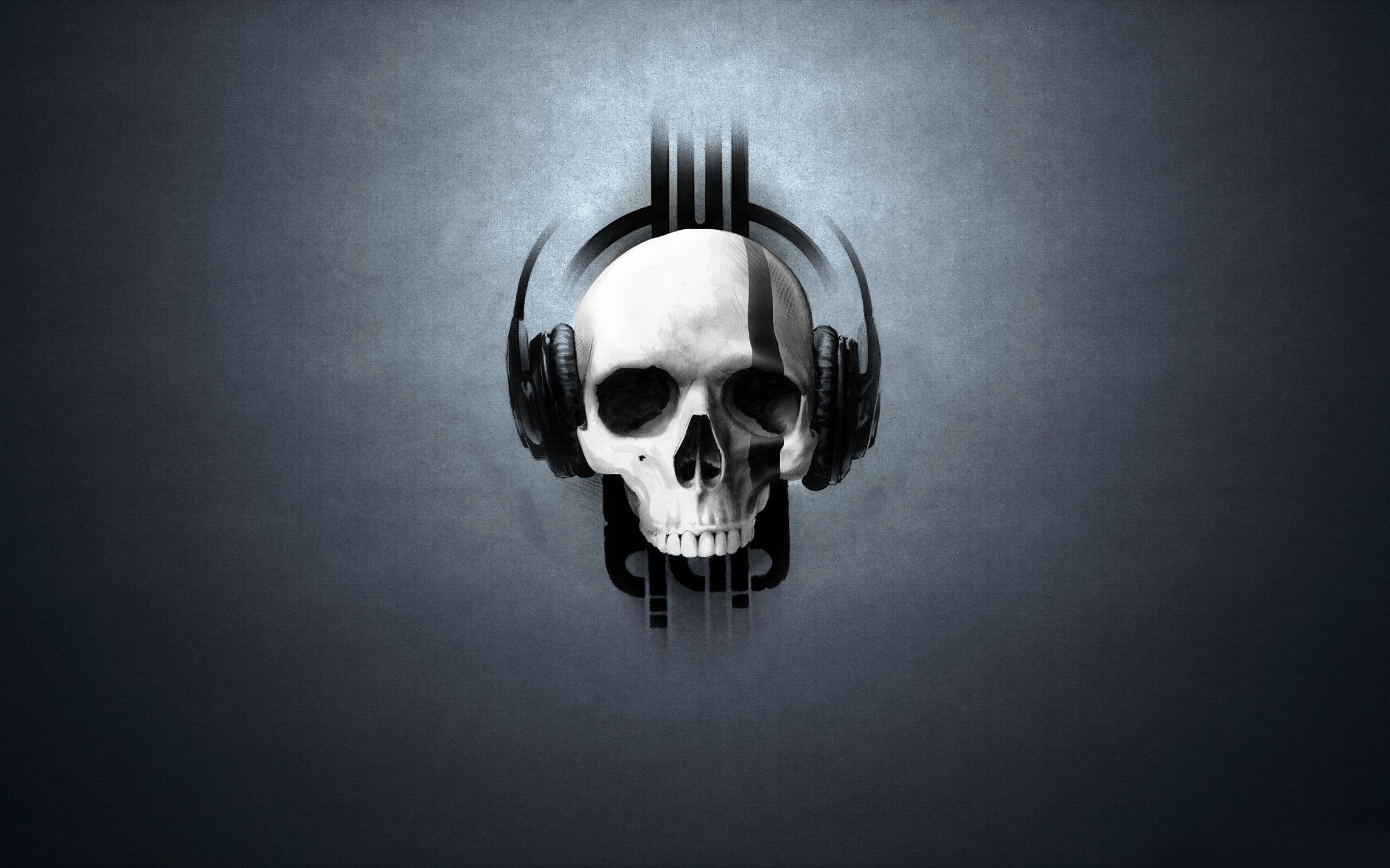 Skull with headphones and abstract design HD Wallpaper