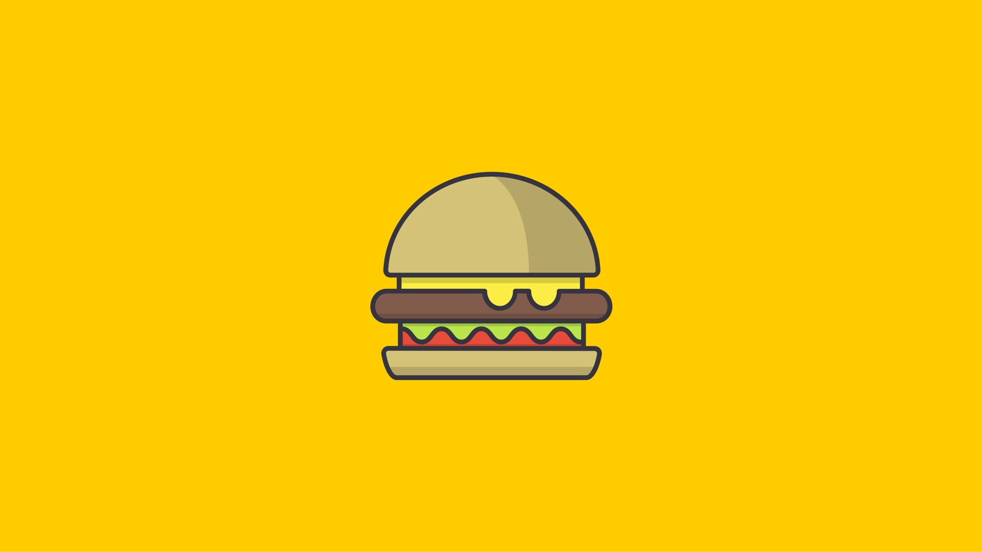 Minimalist hamburger illustration on yellow background HD Wallpaper