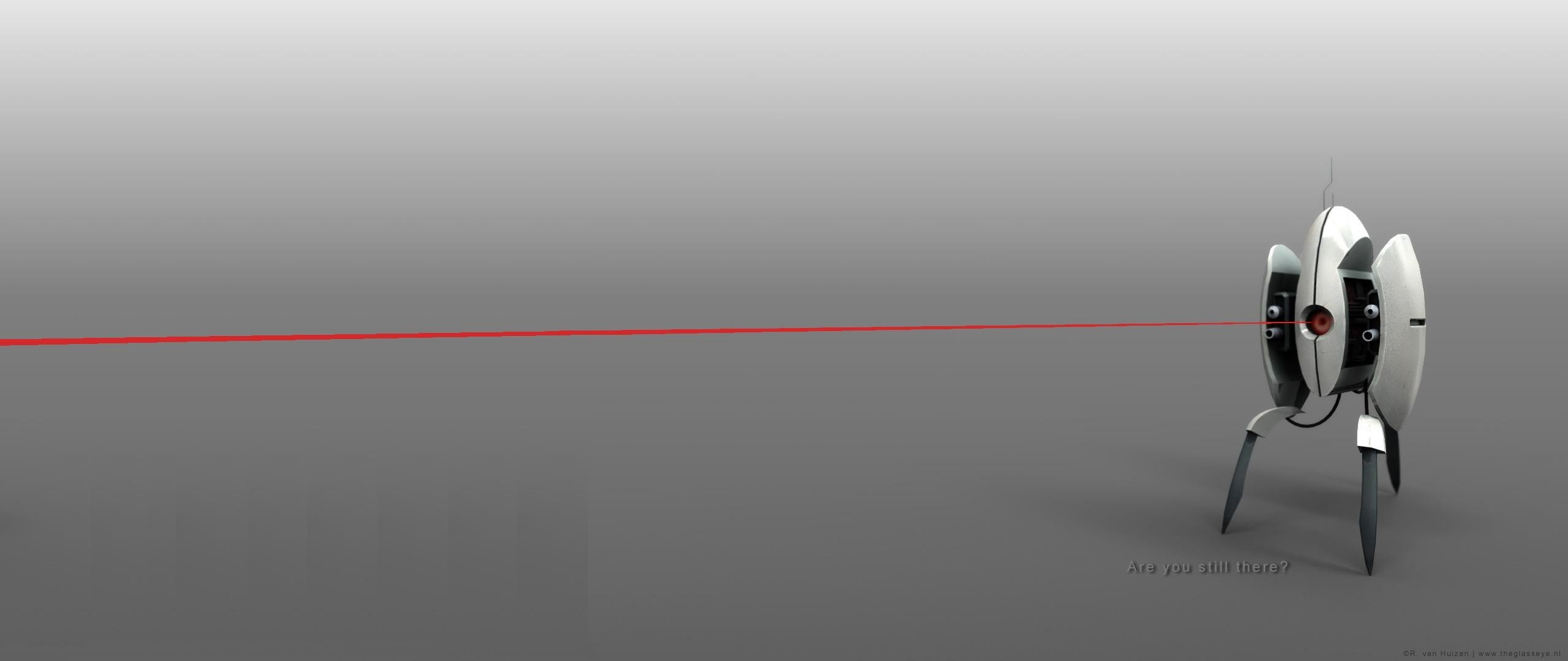 Turret from Portal 2 with a laser HD Wallpaper