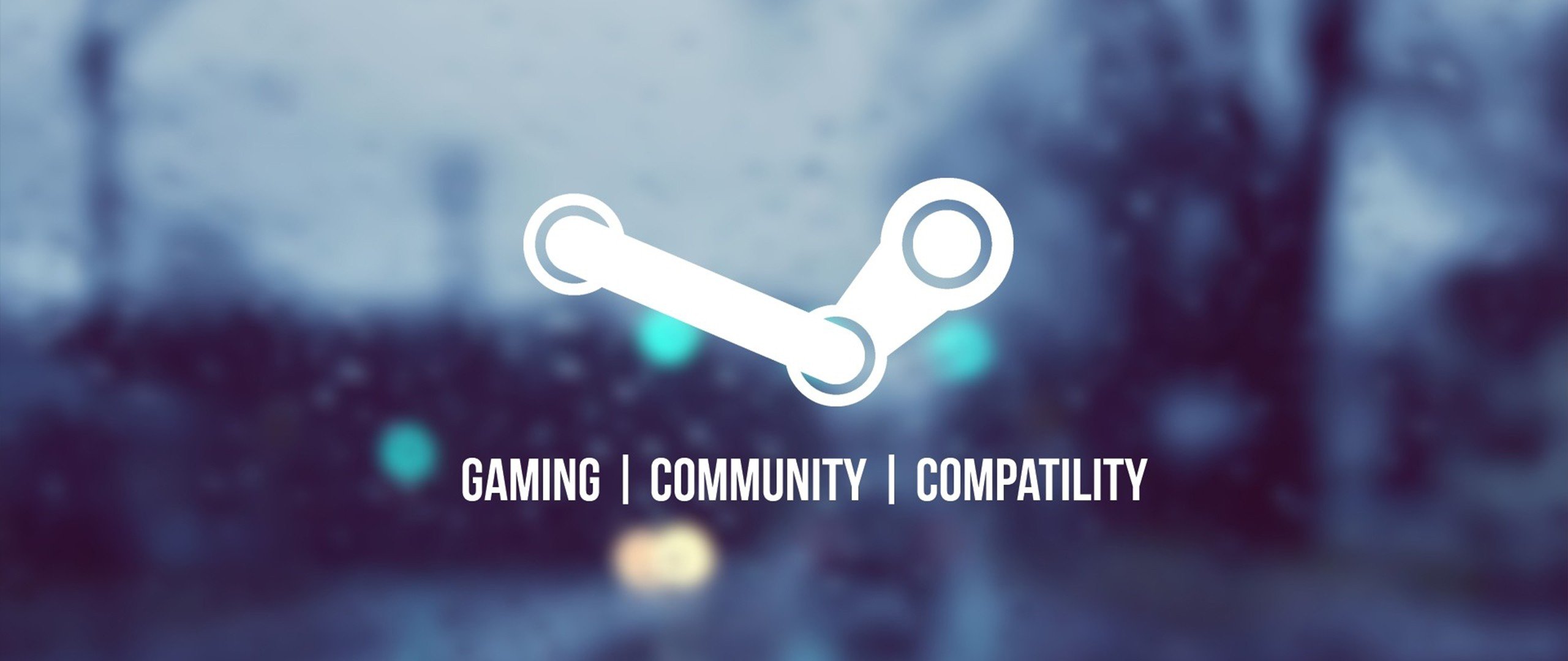 Steam logo with Gaming Community Compatibility text HD Wallpaper